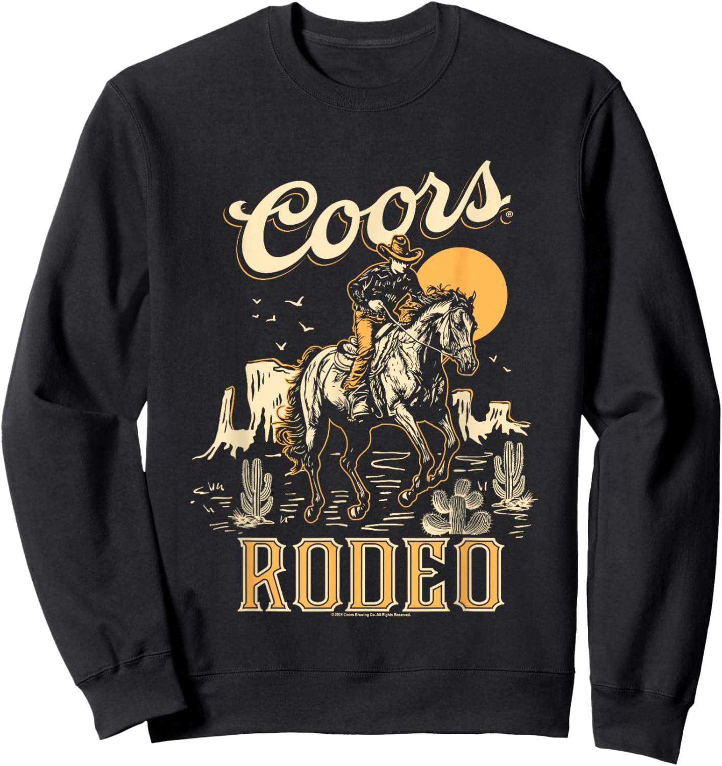 Coors Brewing Company Rodeo Vintage Outline Big Chest Poster Sweatshirt - Sweatshirt | Black