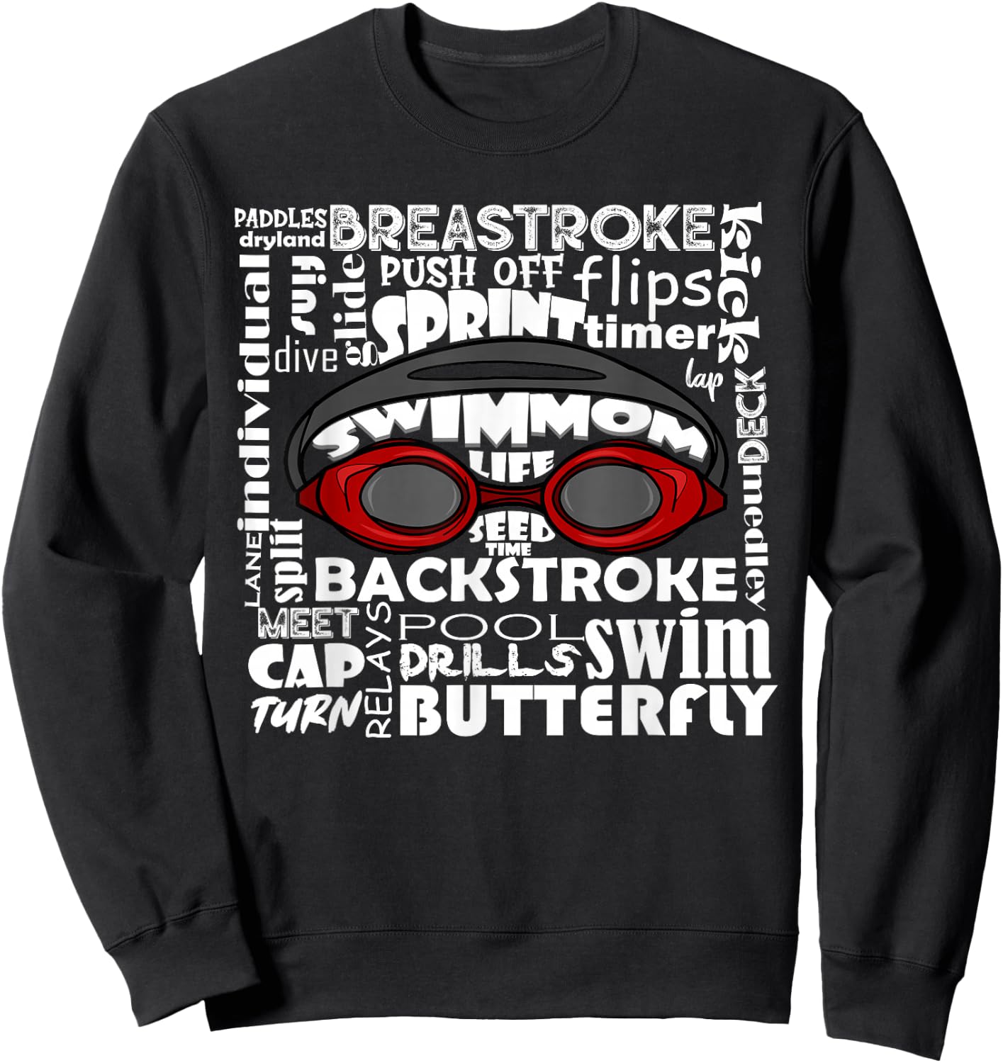 Swim Mom Swimmer Funny Swimming Sport Goggles Practice Team Sweatshirt - Sweatshirt | Black