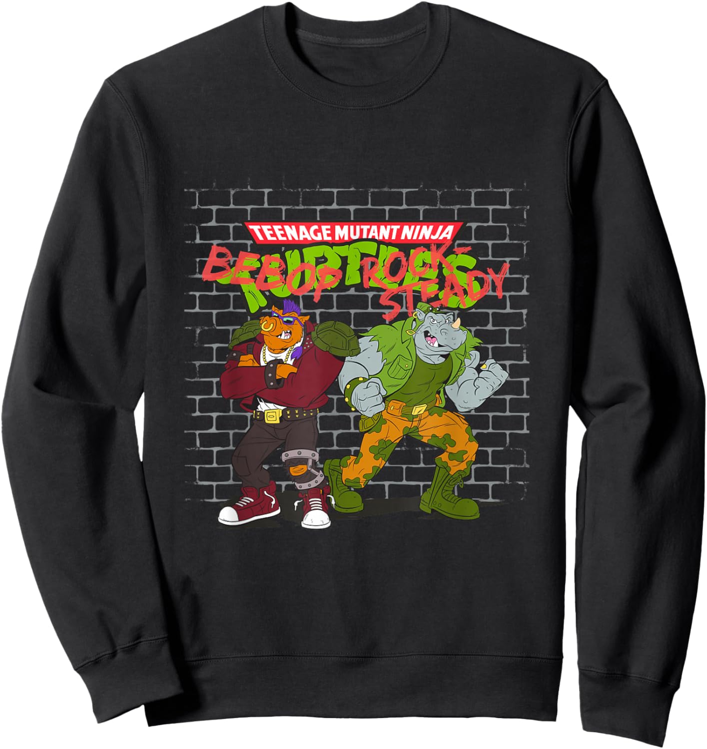 Teenage Mutant Ninja Turtles Bebop & Rocksteady Vintage Shot Sweatshirt - Sweatshirt | Black
