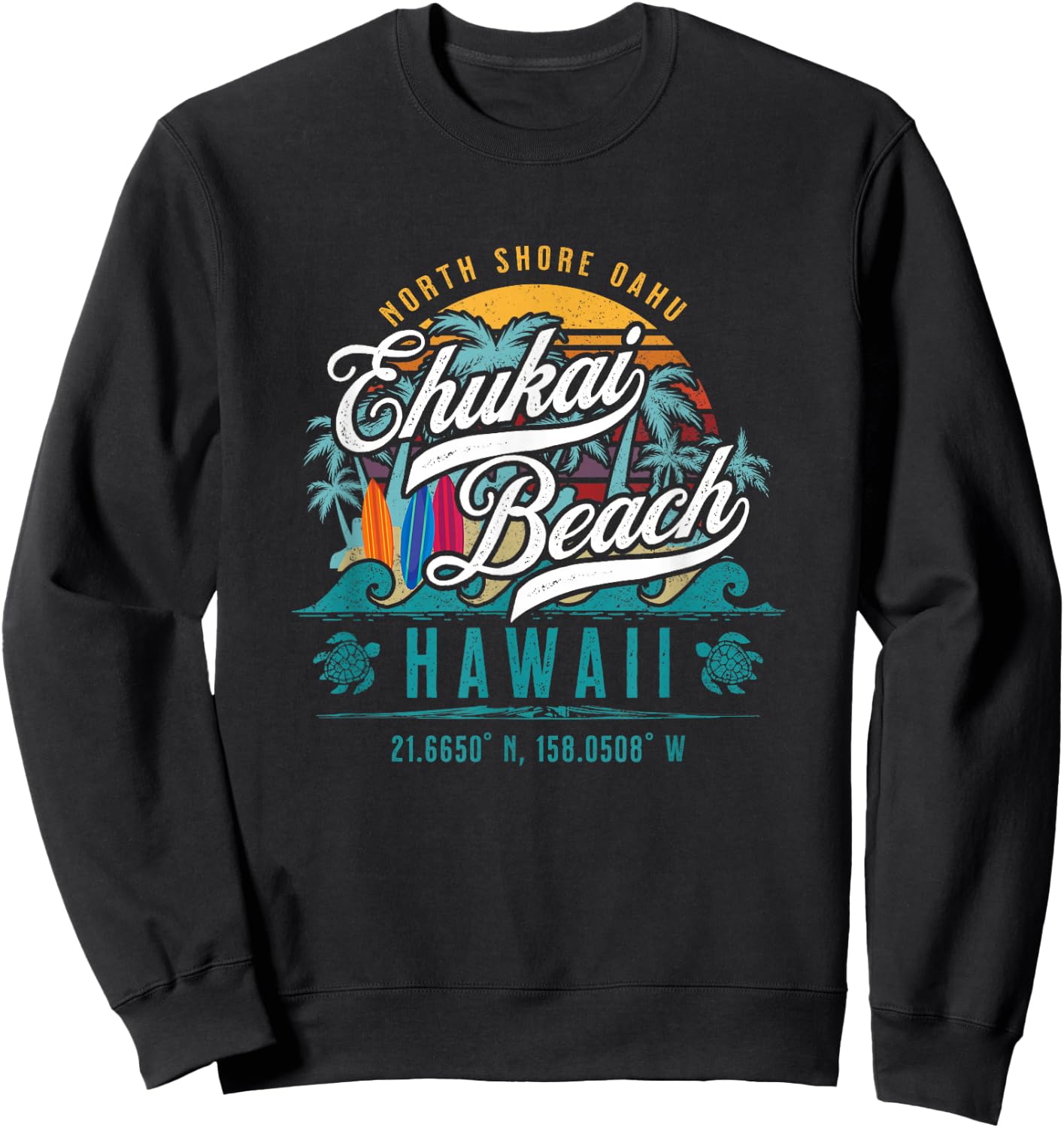 Ehukai Beach North Shore Oahu Hawaii Banzai Pipeline Surfing Sweatshirt - Sweatshirt | Black
