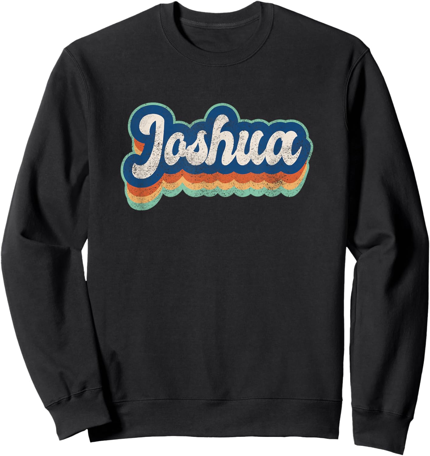 Joshua First Name Boy Vintage Style 70s 80s Personalized Sweatshirt - Sweatshirt | Black