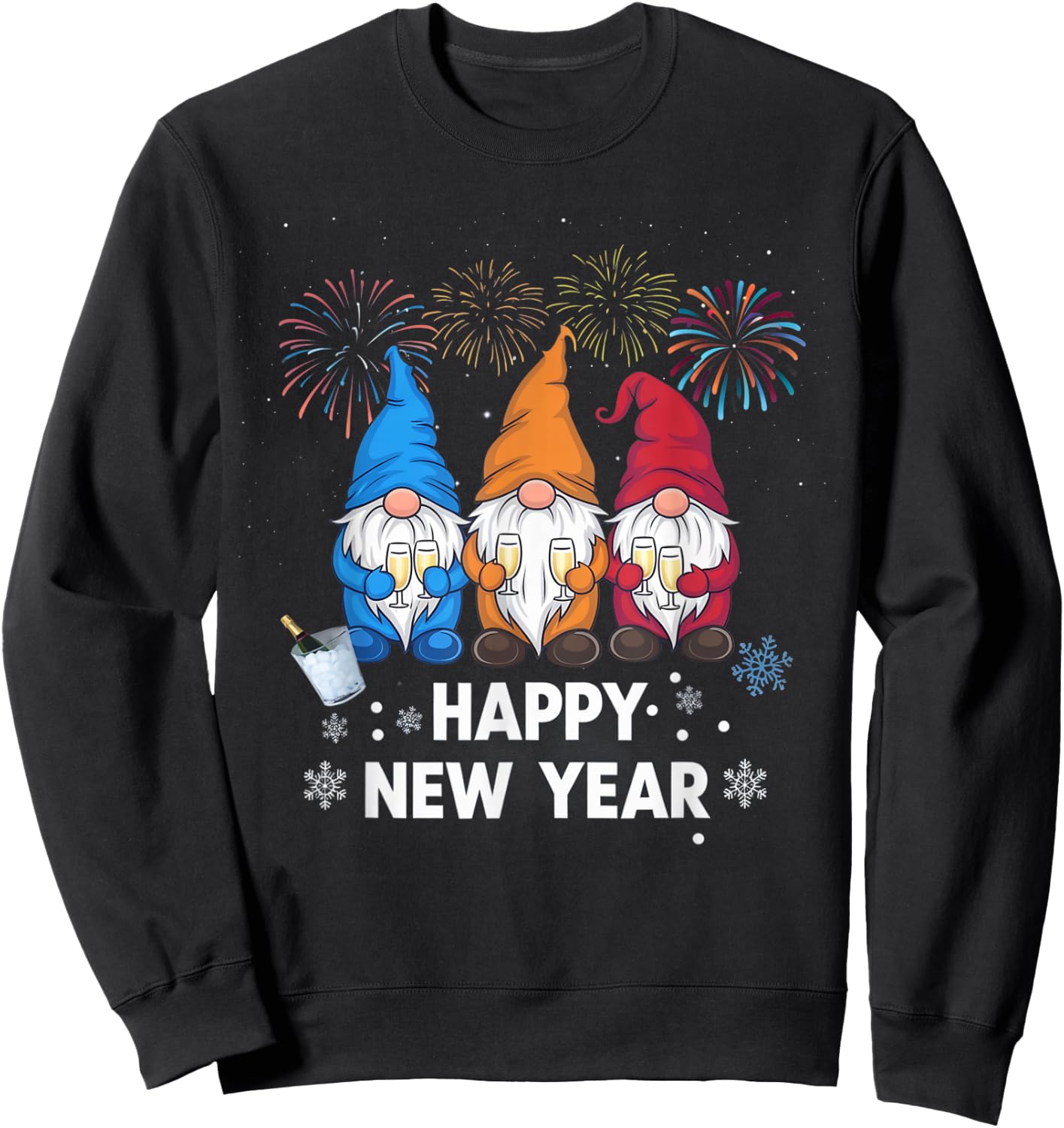 Happy New Years Eve Party Gnomes Matching Family Outfit Sweatshirt - Sweatshirt | Black