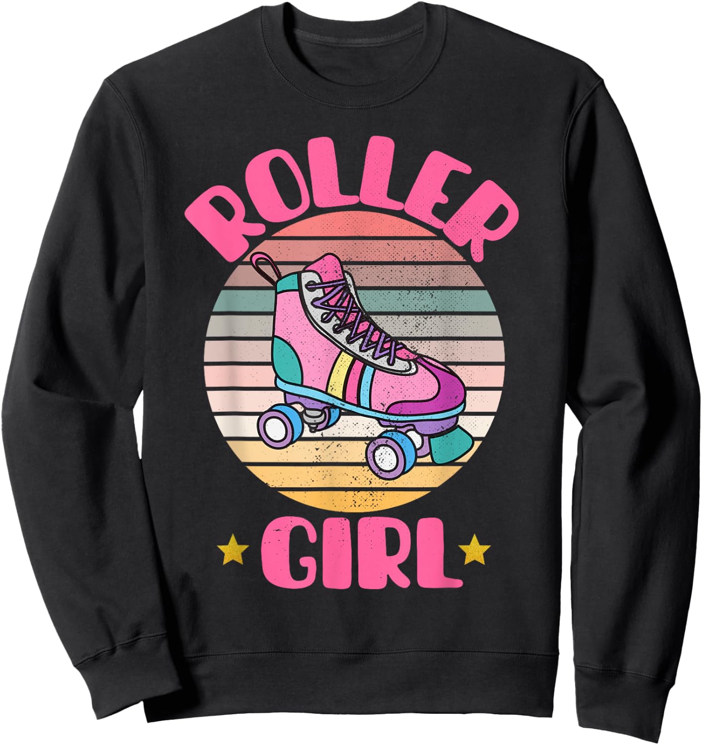 Retro Rollerskates Funny 80's Roller Disco Skating Girl Cool Sweatshirt - Sweatshirt | Black