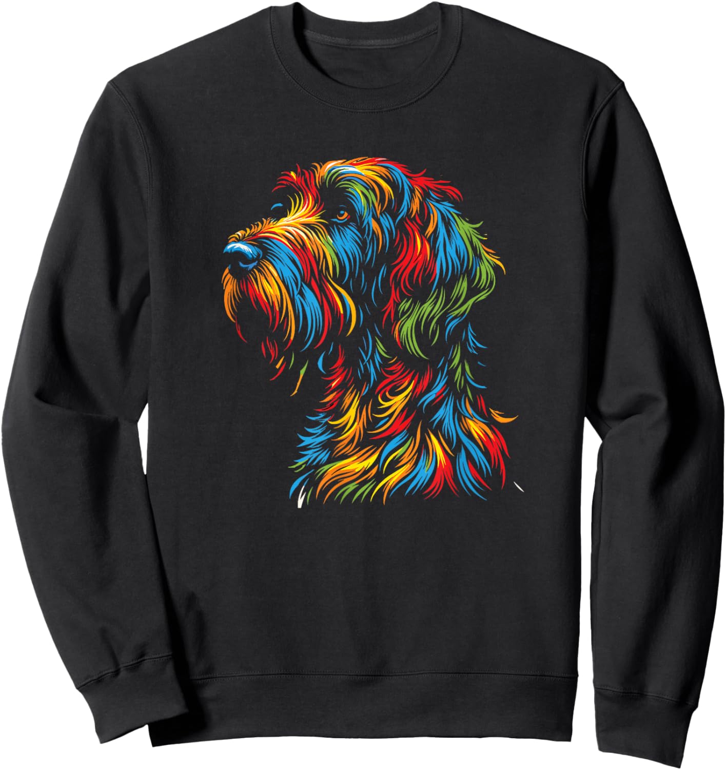 Colorful Griffon Portrait Wirehaired Pointing Griffon Lover Sweatshirt - Sweatshirt | Black