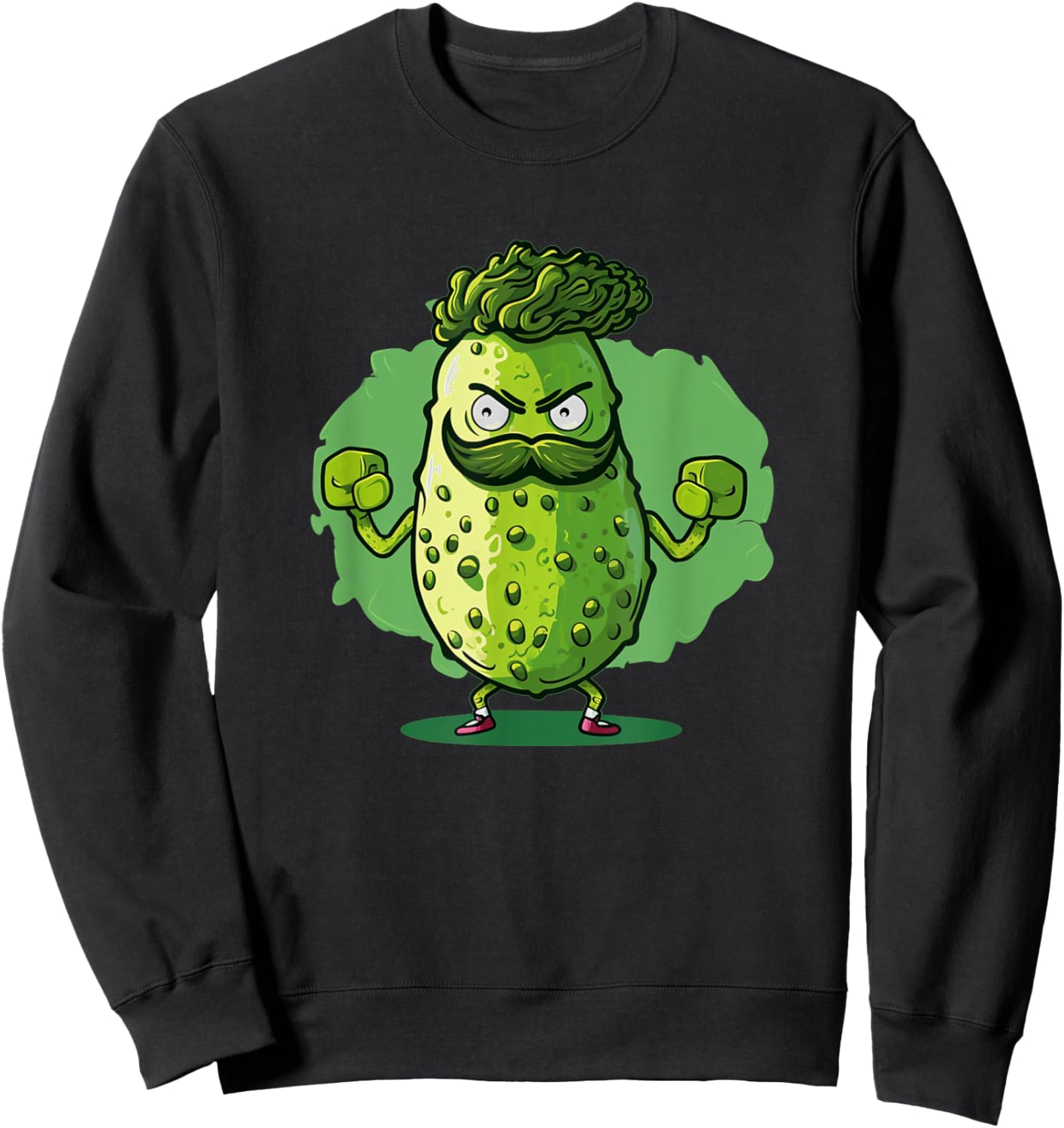 Funny looking pickle outfit with muscle for gym fans Sweatshirt - Sweatshirt | Black
