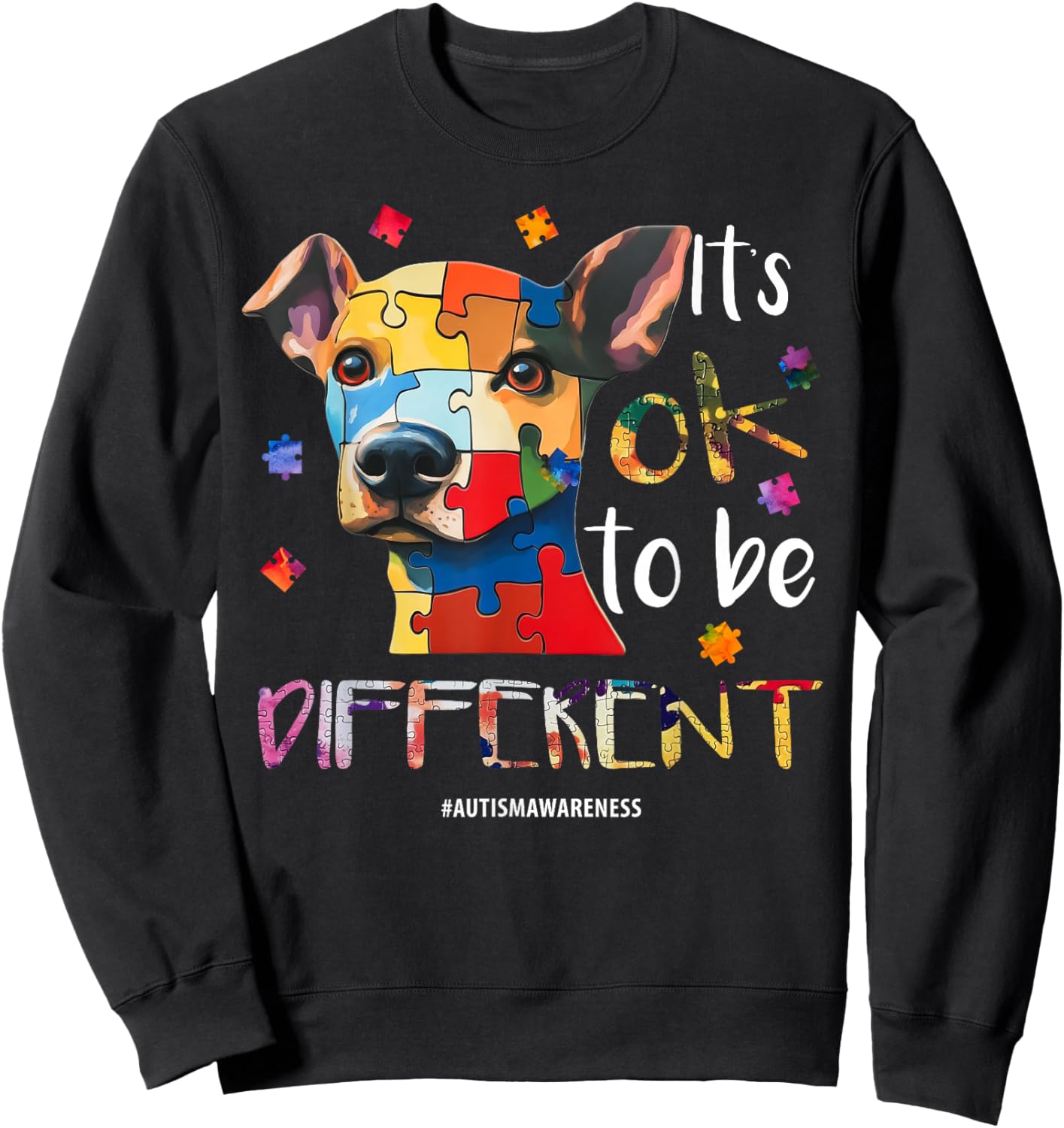 It’s OK to Be Different - Autism Awareness Dog Sweatshirt - Sweatshirt | Black