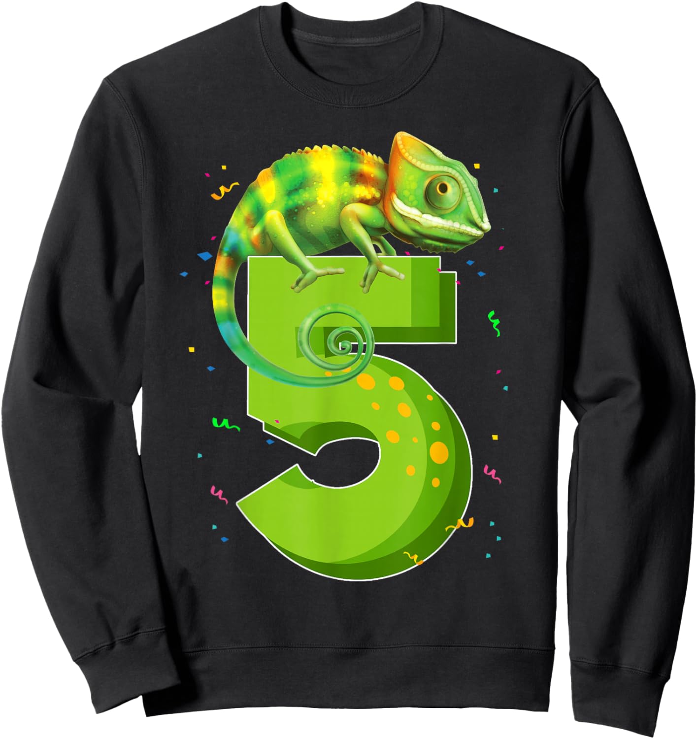 5 Years Old Birthday Chameleon Themed Party 5th Birthday Sweatshirt - Sweatshirt | Black