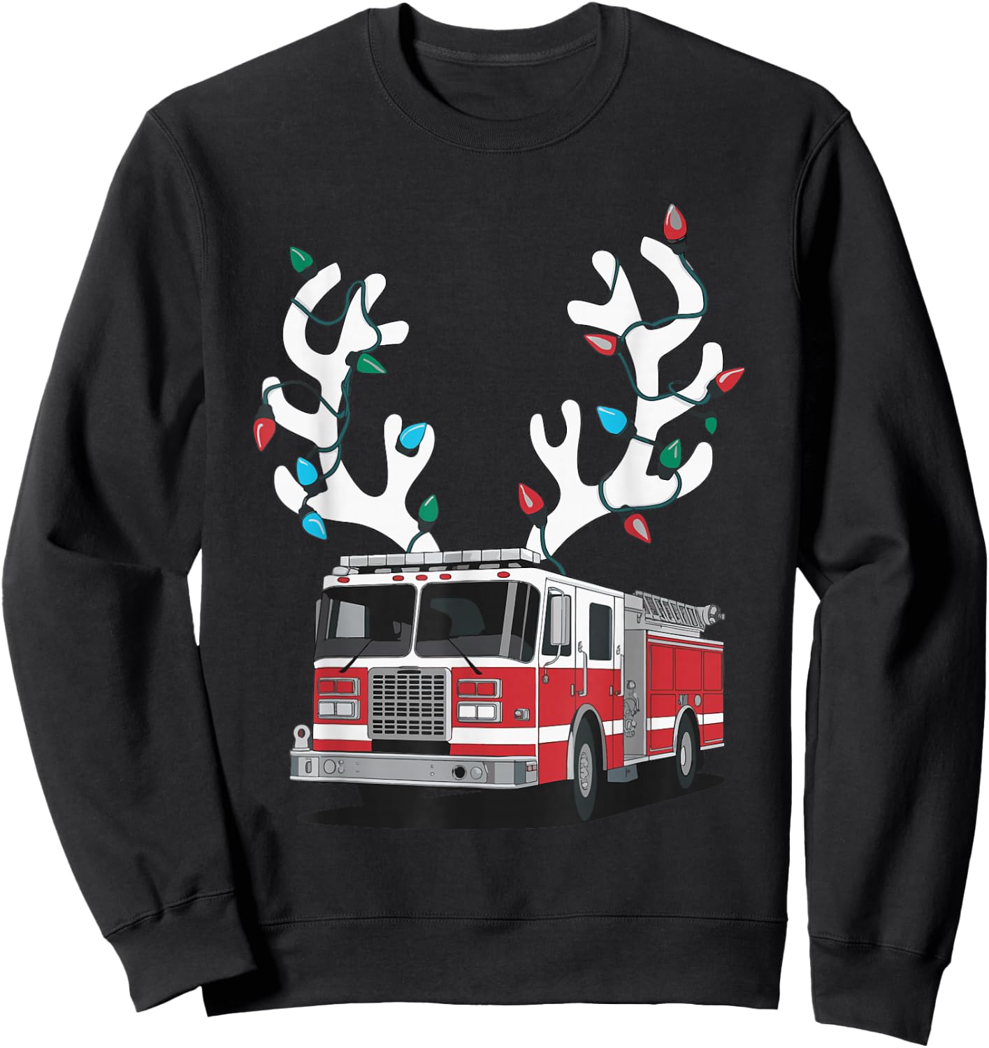 Firetruck Christmas Sweatshirt - Sweatshirt | Black