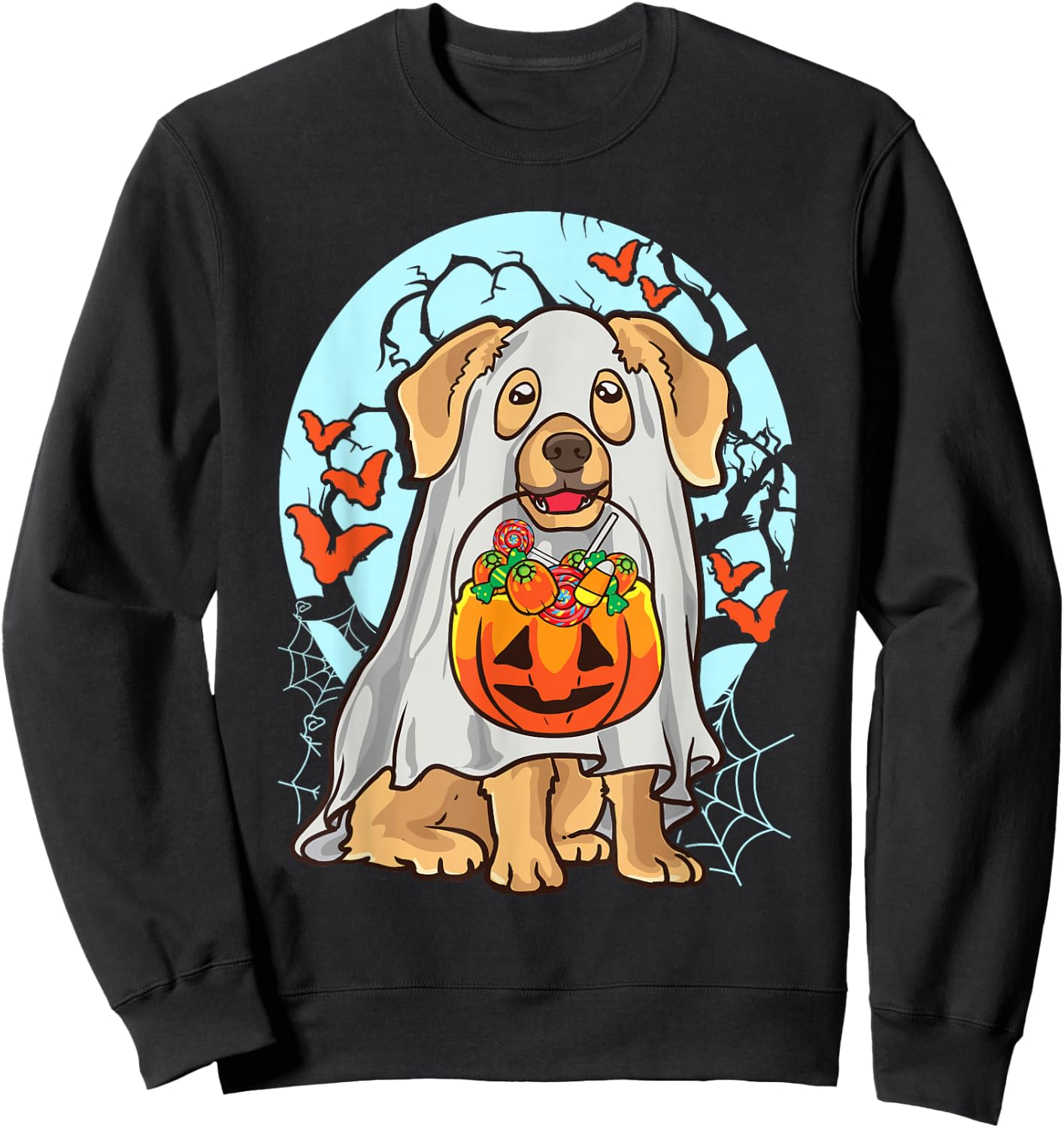 Cute Halloween Dog Ghost Costume Trick Treat Pumpkin Sweatshirt - Sweatshirt | Black