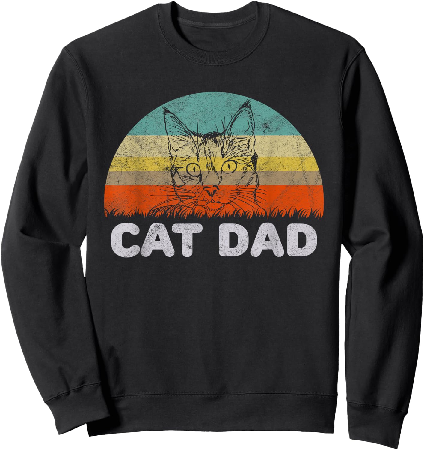 Retro Style Cat Dad Gift Cat Lover Men Sweatshirt - Sweatshirt | Black
