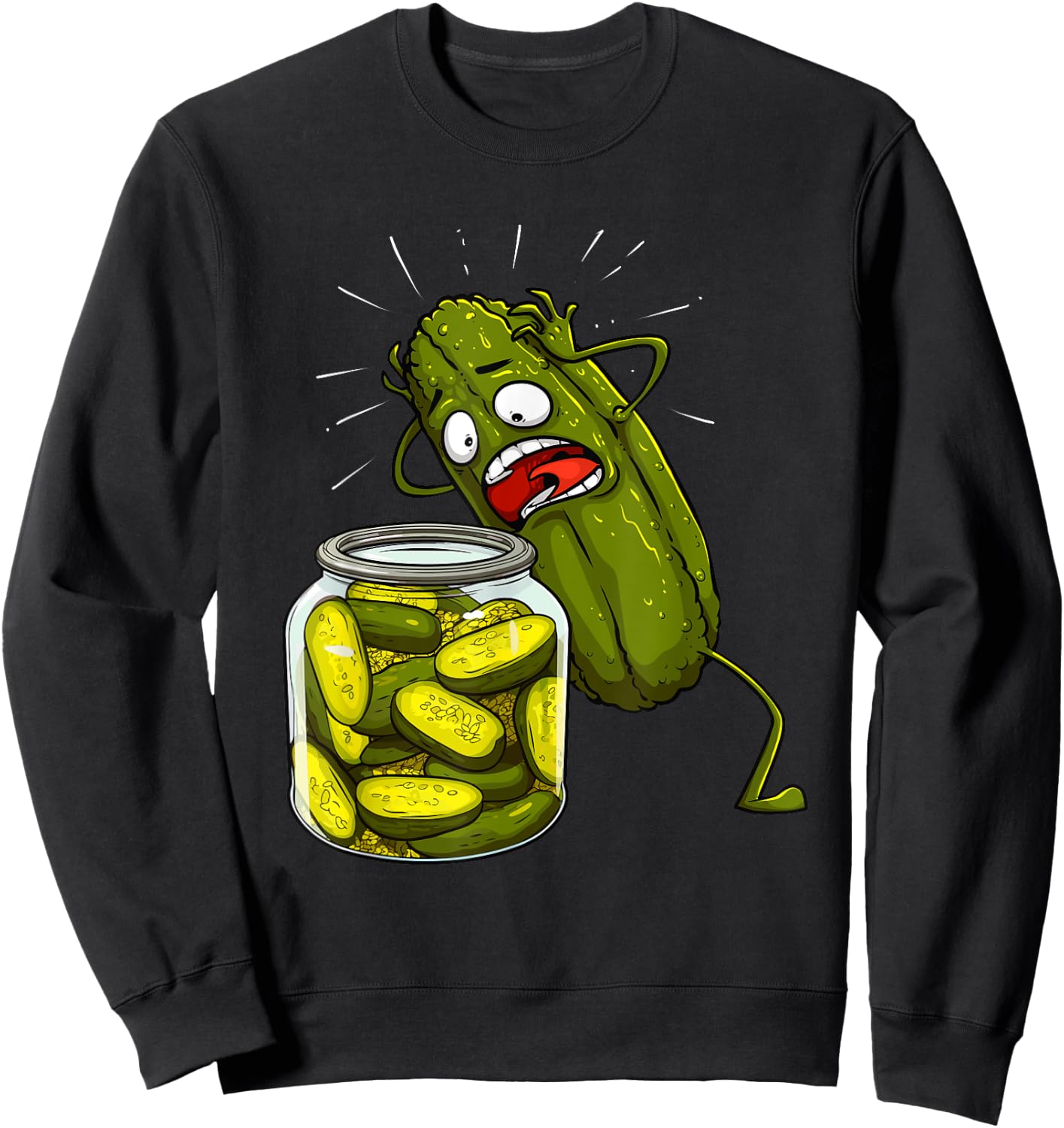 Best Pickle Art Women Kids Jarr Dill Pickle Novelty Sweatshirt - Sweatshirt | Black
