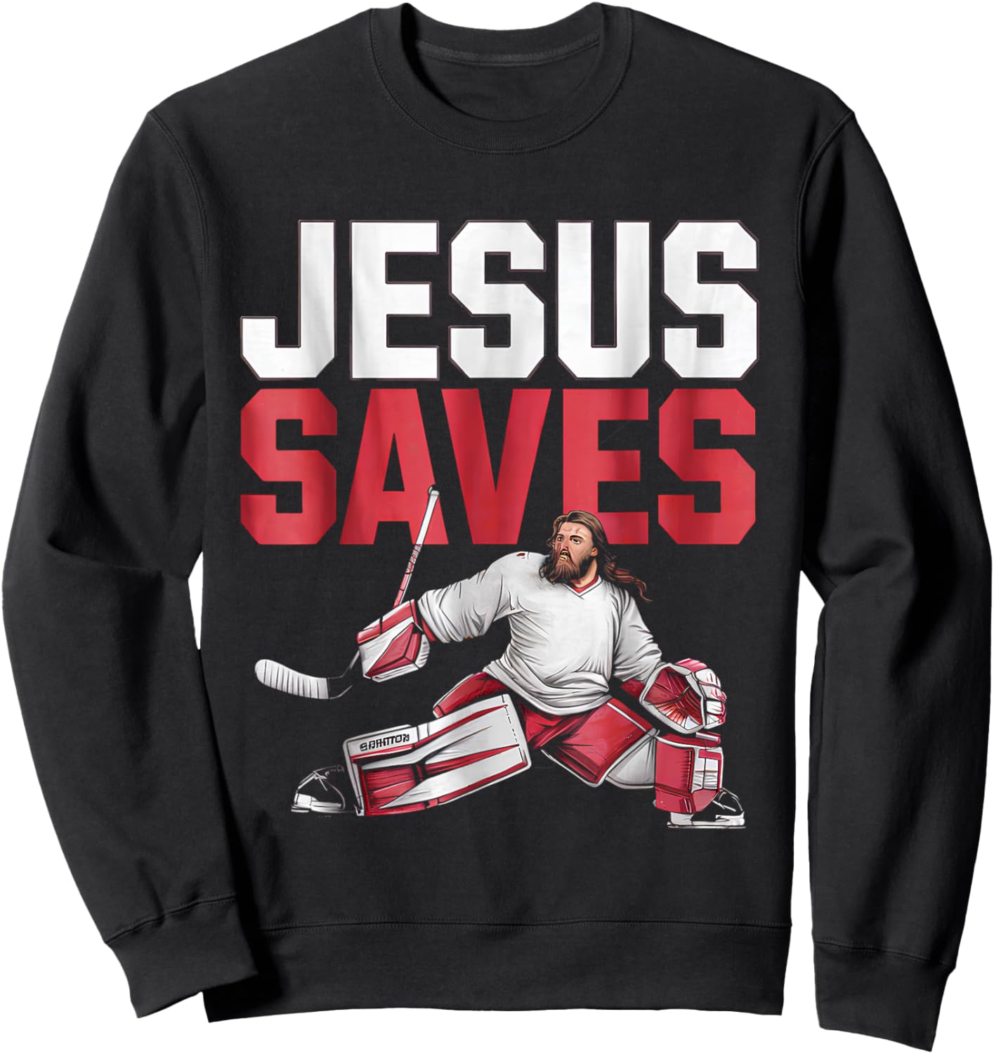 Jesus Saves Ice Hockey Goalie Sport Religious Christian Sweatshirt - Sweatshirt | Black