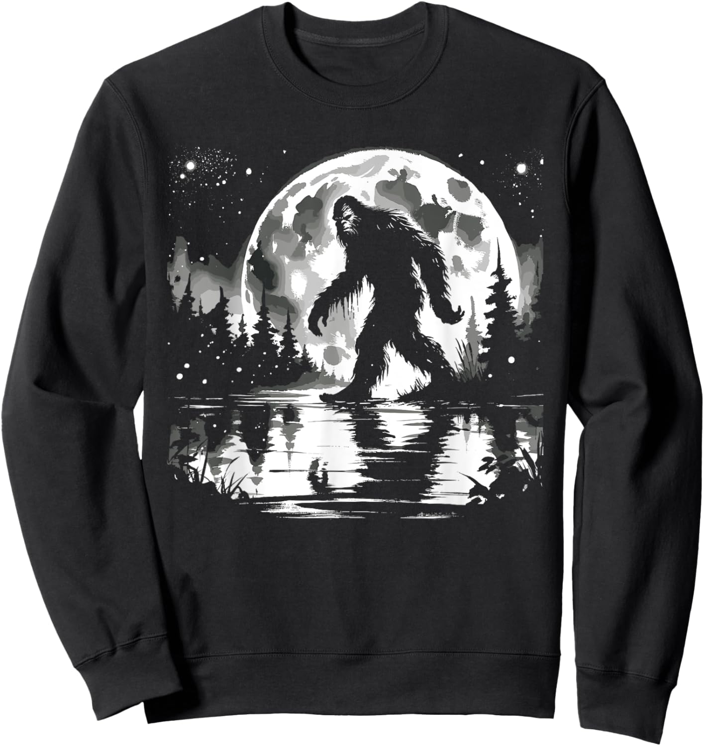 Moon Bigfoot Sasquatch Men Women Kids Cool Bigfoot Sweatshirt - Sweatshirt | Black