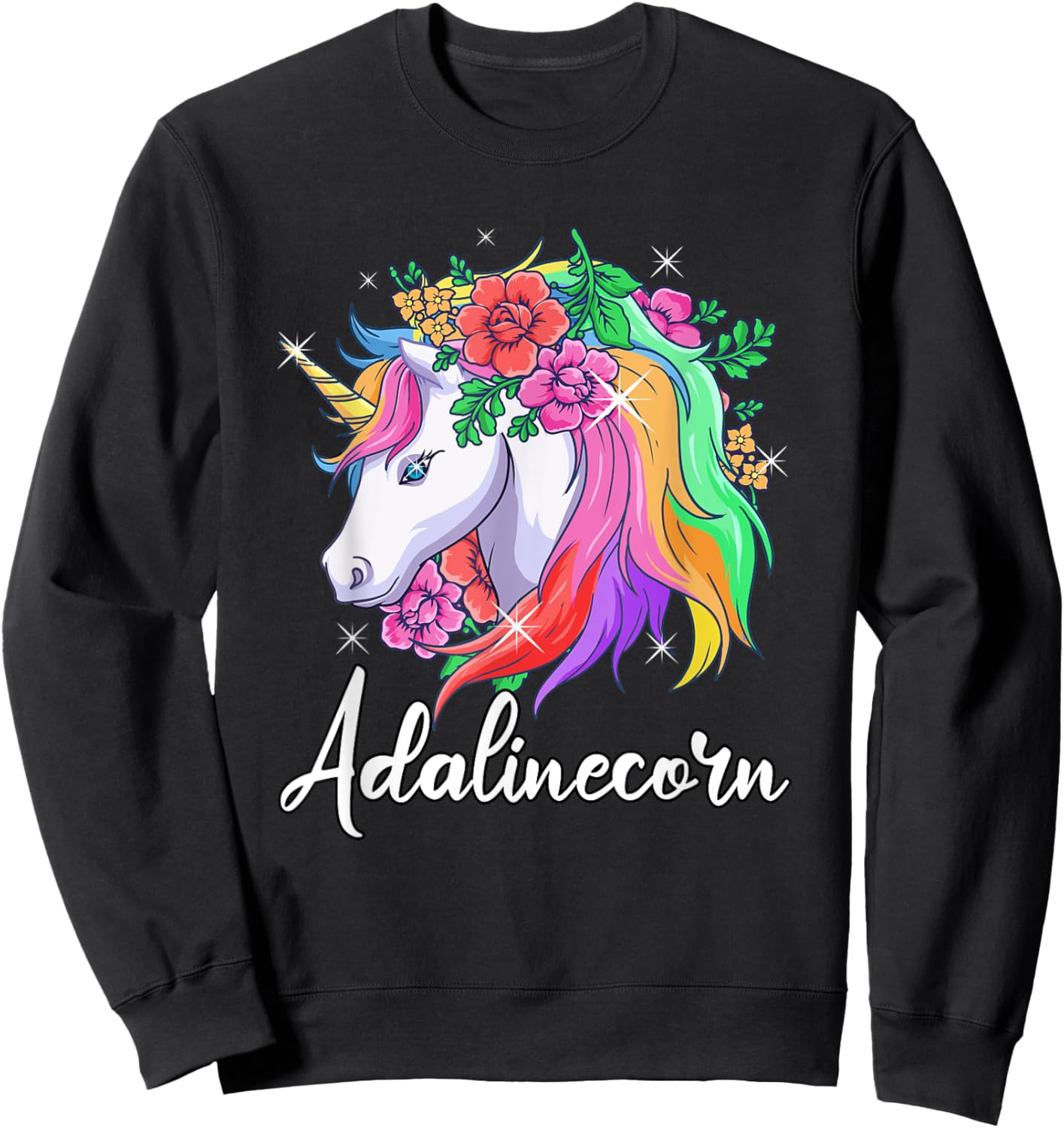 Cute Adalinecorn Personalized Name Unicorn Adaline Sweatshirt - Sweatshirt | Black
