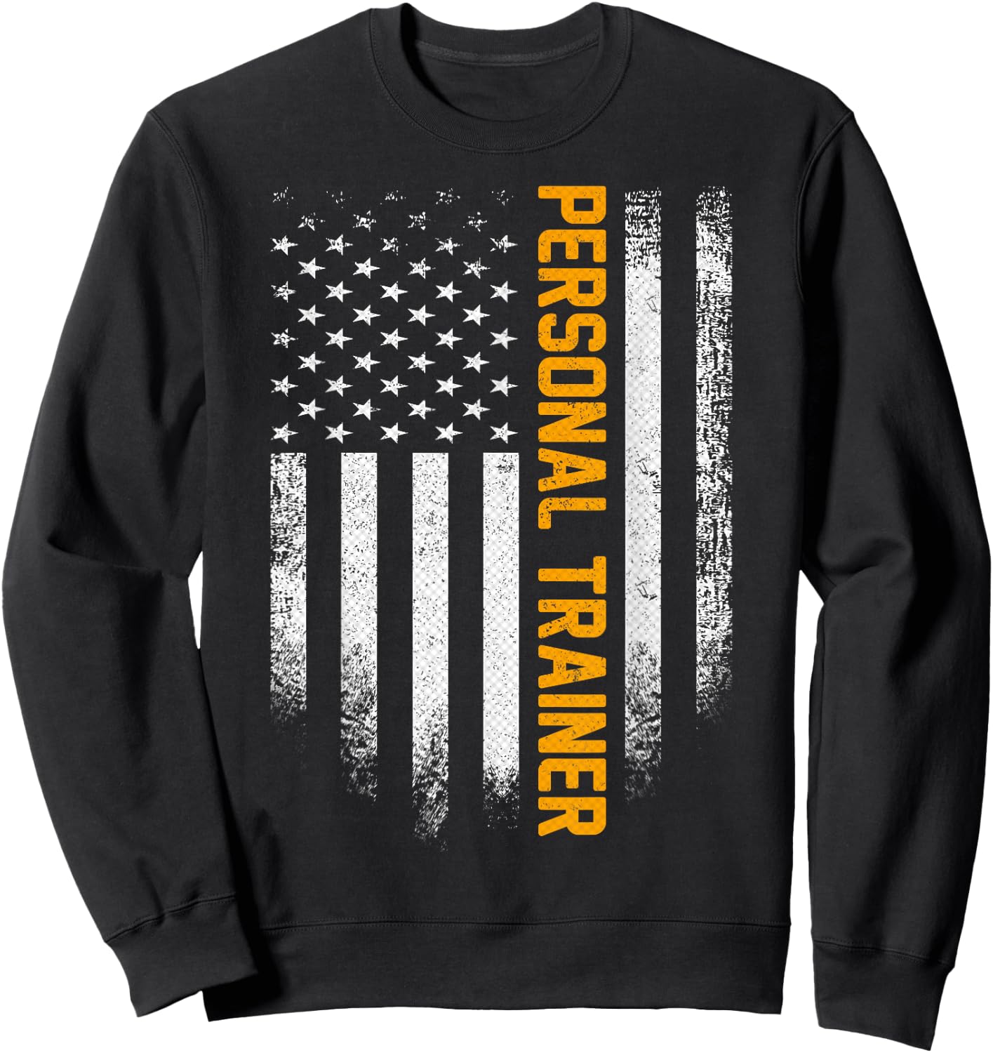 Vintage USA Personal Trainer American Flag Patriotic Funny Sweatshirt - Sweatshirt | Black