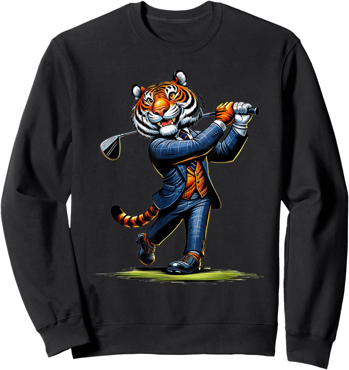 Golf Tiger Design | Cute Tiger Design for Golfers Sweatshirt - Sweatshirt | Black