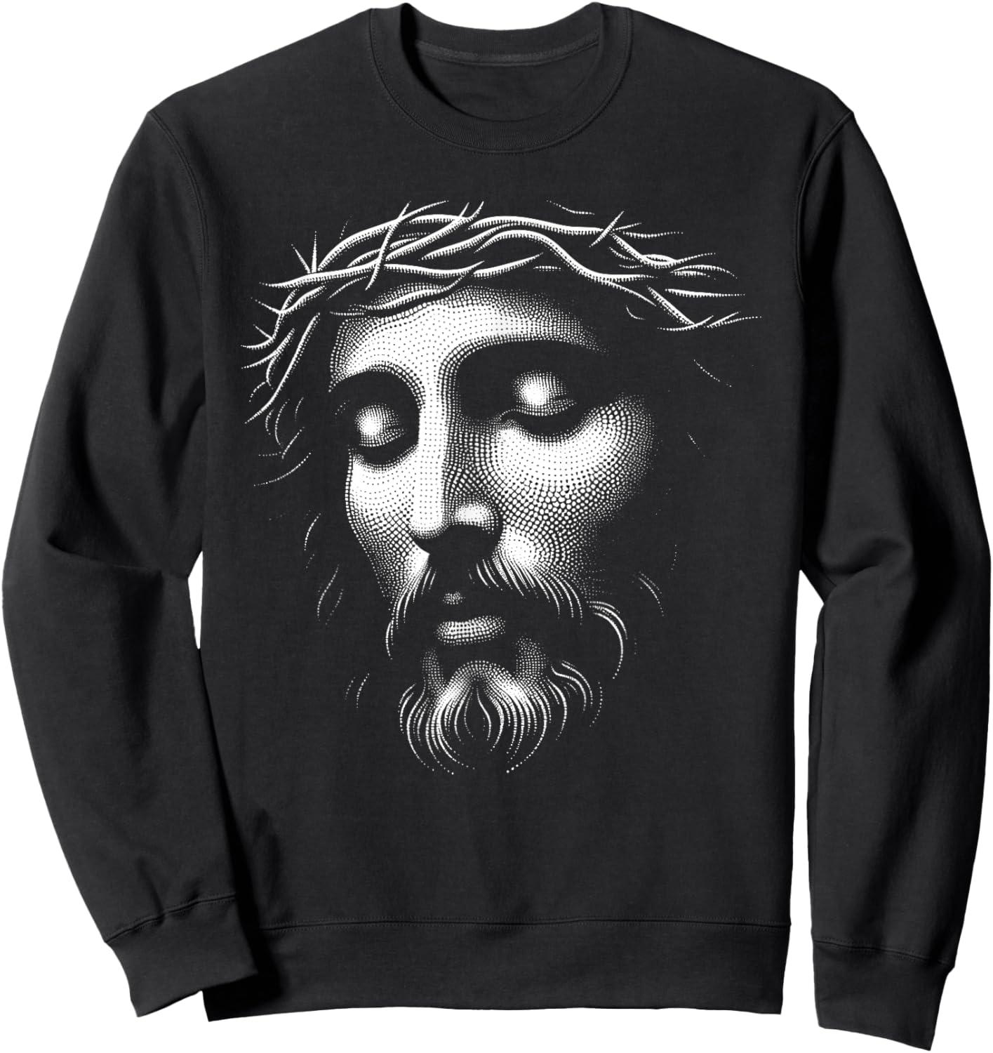 Jesus Face Image Christian Religion Christianity Sweatshirt - Sweatshirt | Black