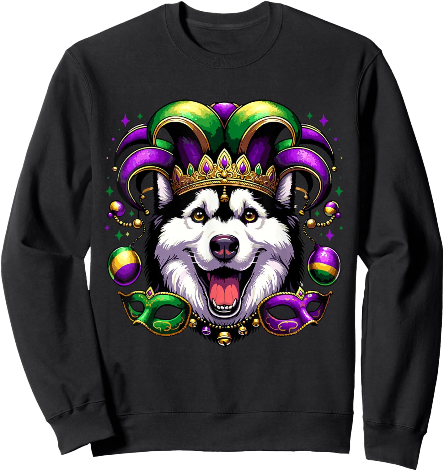 Siberian Husky Dog Breed Costume Outfit Women Men Mardi Gras Sweatshirt - Sweatshirt | Black