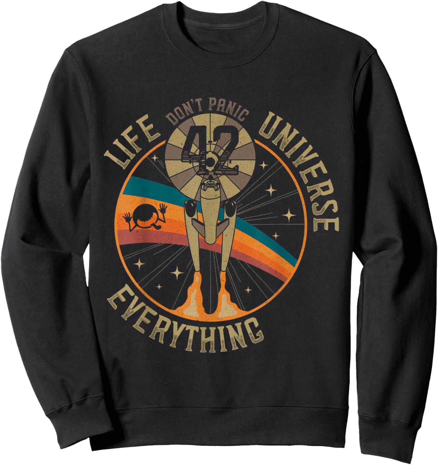 Vintage 42 Answer to Life The Universe and Everything Retro Sweatshirt - Sweatshirt | Black