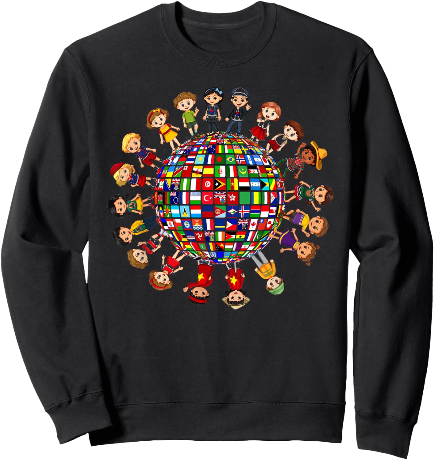 Flags of the World Cultural diversity Kids around the Globe Sweatshirt - Sweatshirt | Black