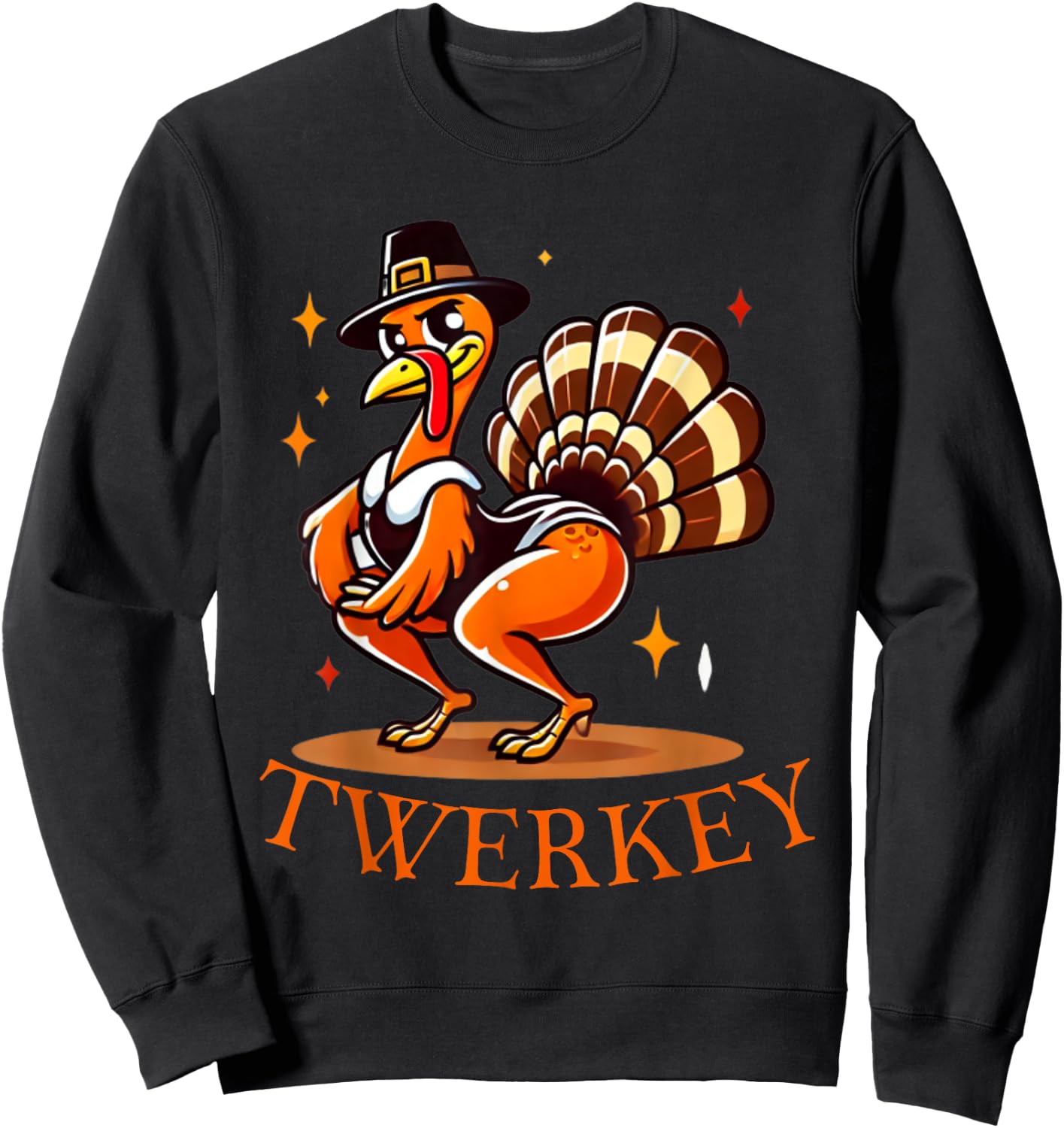 Funny Twerkey Twerking Turkey Dance Pilgrim Thanksgiving Sweatshirt - Sweatshirt | Black