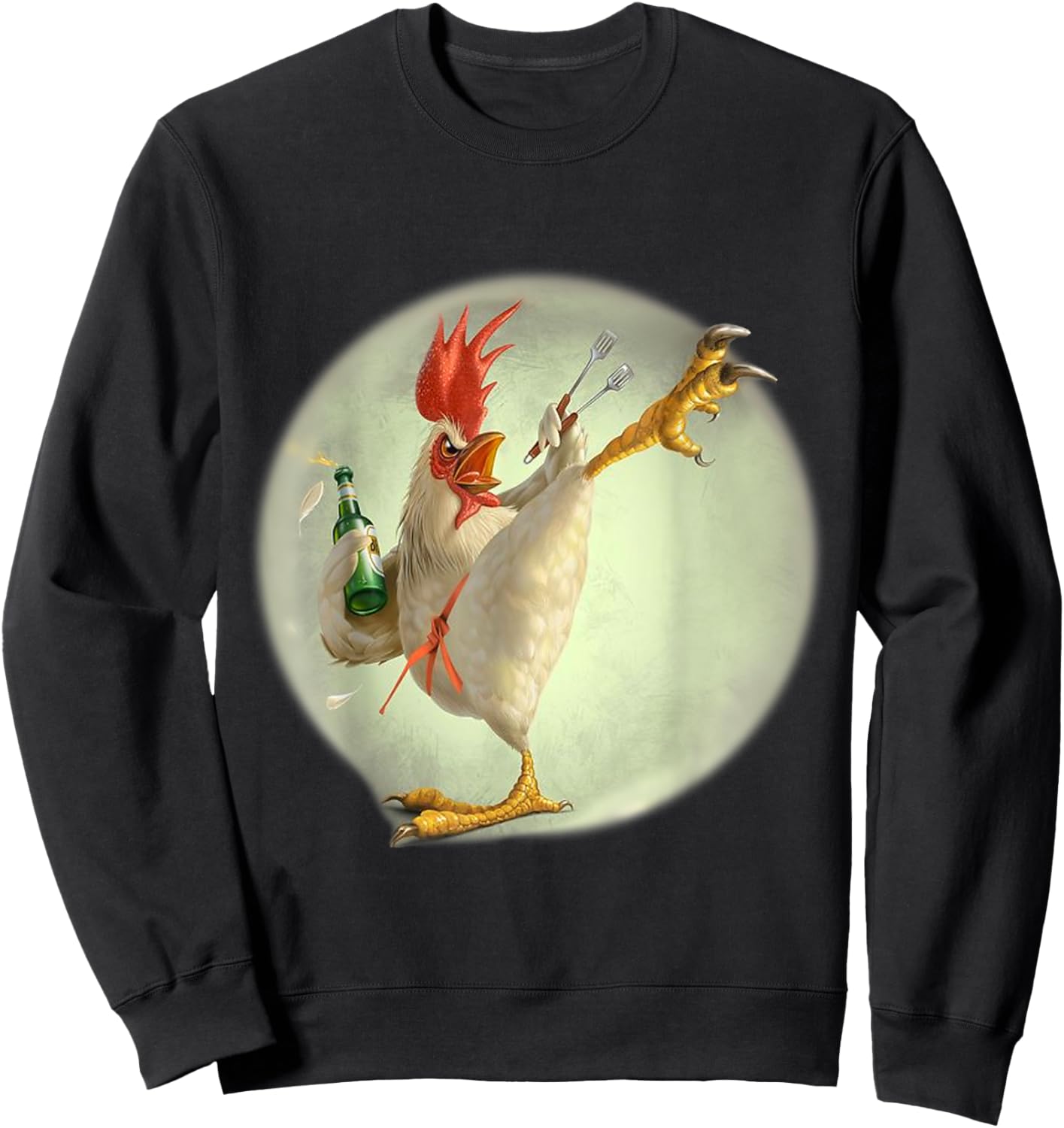 Eagerlys Funny Chicken Kungfu Art Drinking Drunk - Rooster Sweatshirt - Sweatshirt | Black