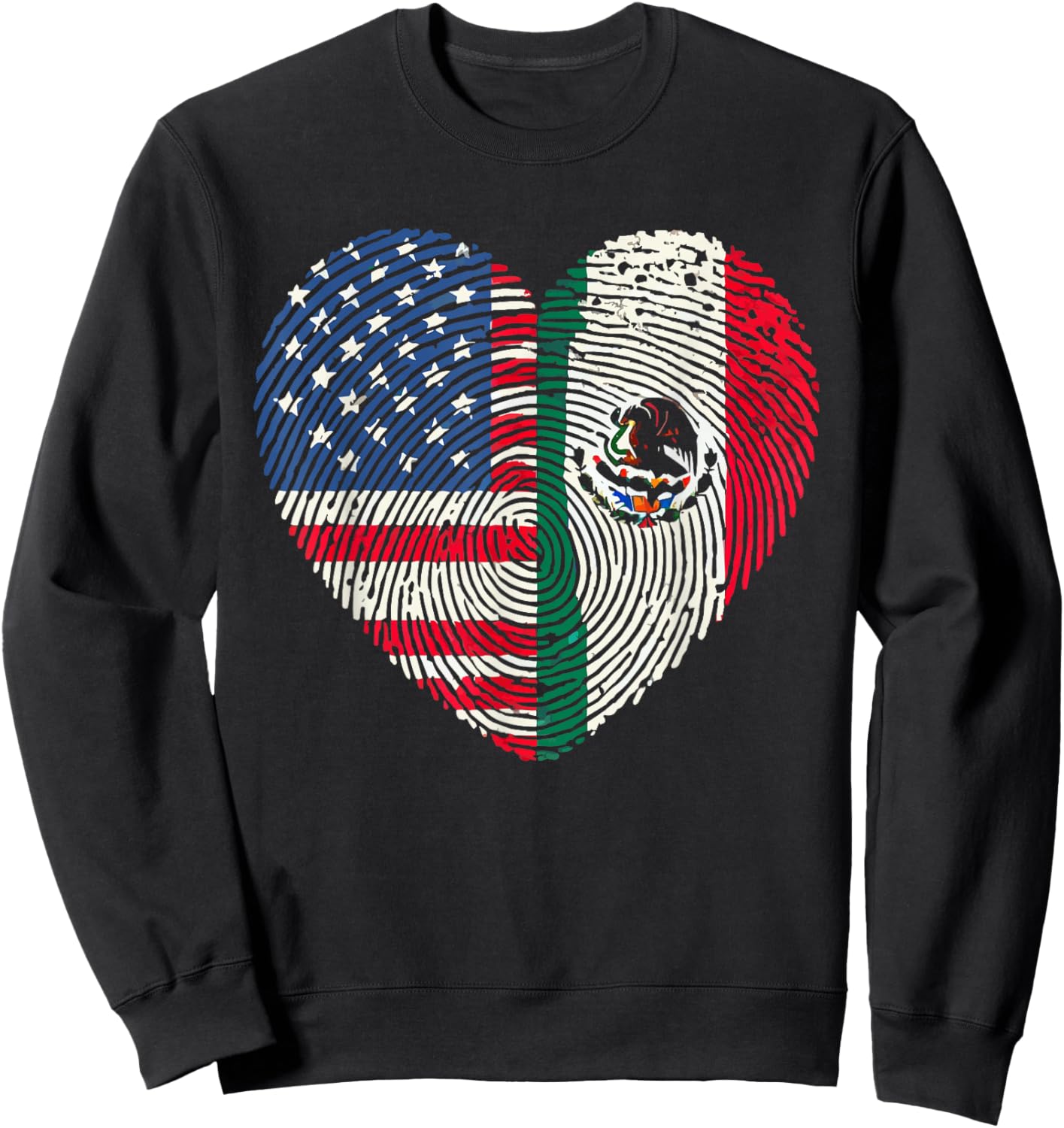 Half Mexican Half American USA Flag Mexico America Sweatshirt - Sweatshirt | Black