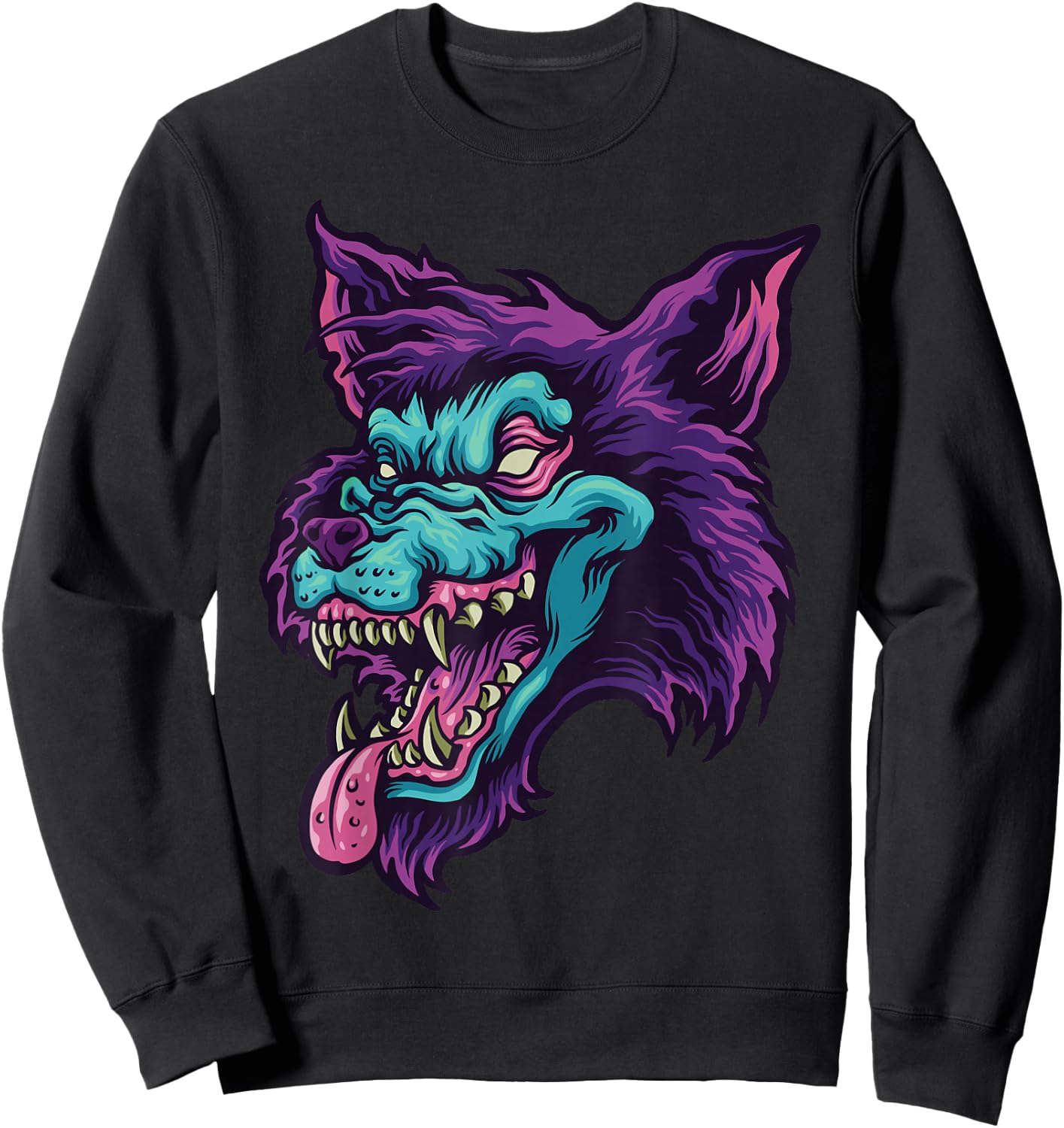 Werewolf Face Gifts for Lovers Wolf or Wolves Sweatshirt - Sweatshirt | Black