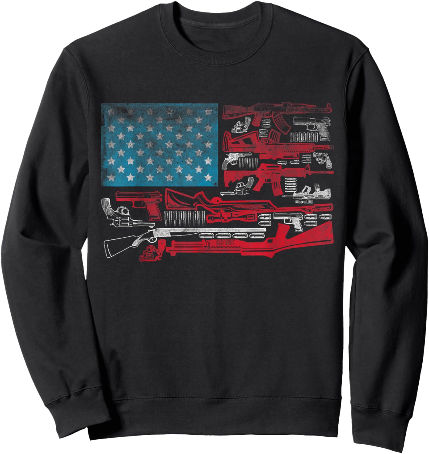 American Flag Guns Riffles Bullets US Flag Weapon Ammo Lover Men Sweatshirt - Sweatshirt | Black