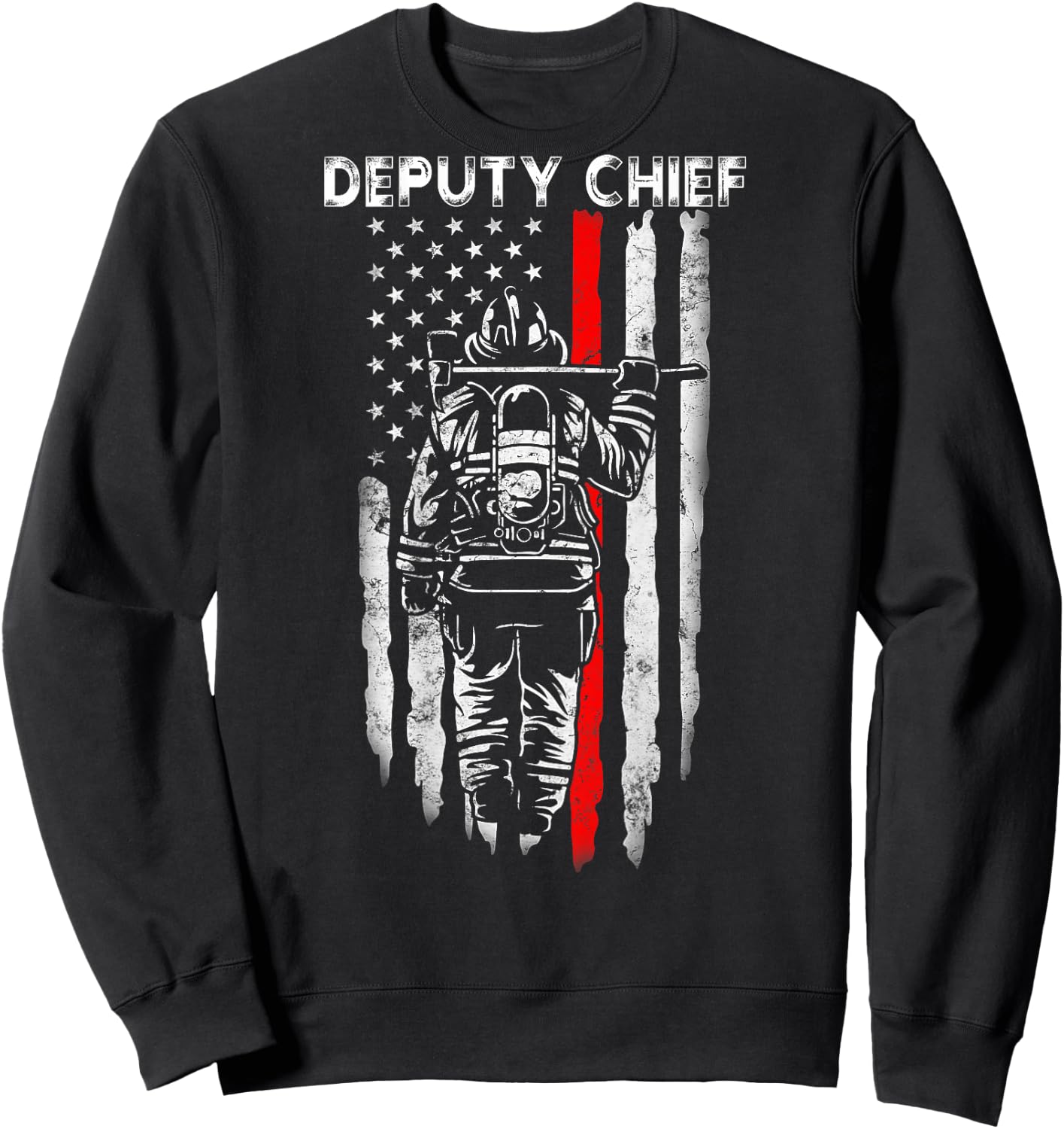 Deputy Fire Chief American flag gifts Patriotic Firefighter Sweatshirt - Sweatshirt | Black