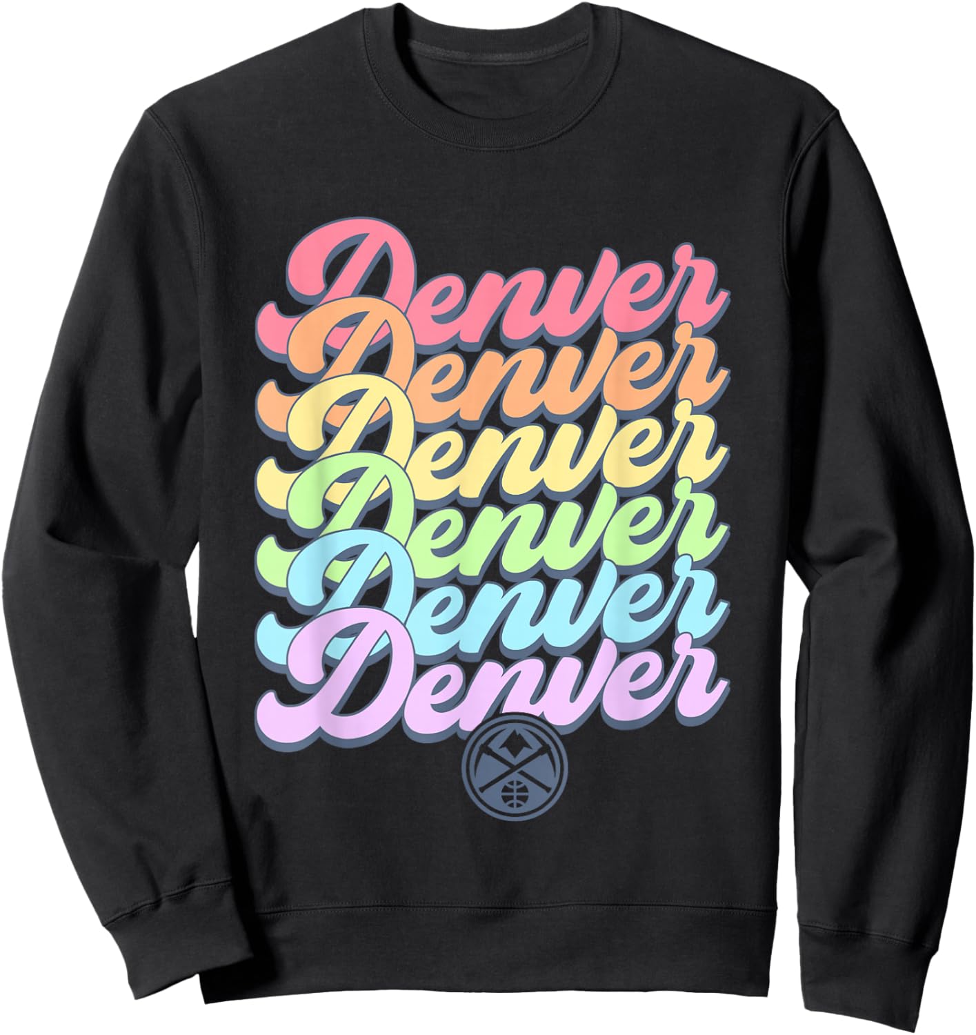 NBA Denver Nuggets Pastel Rainbow Pride Stack Sweatshirt - Sweatshirt | Black