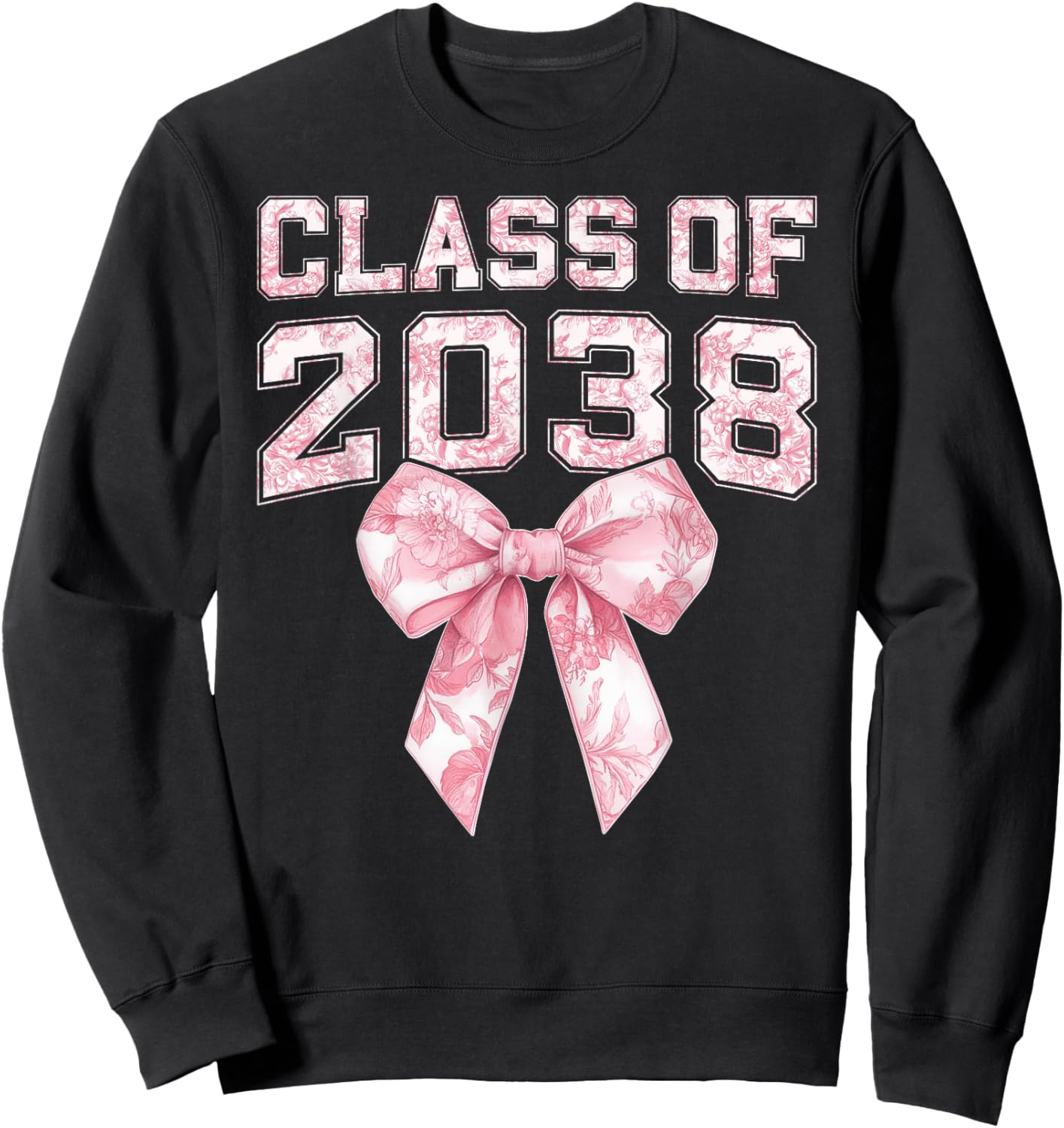 Coquette Bow Preppy Class of 2038 Girly Girl 2038 Graduation Sweatshirt - Sweatshirt | Black