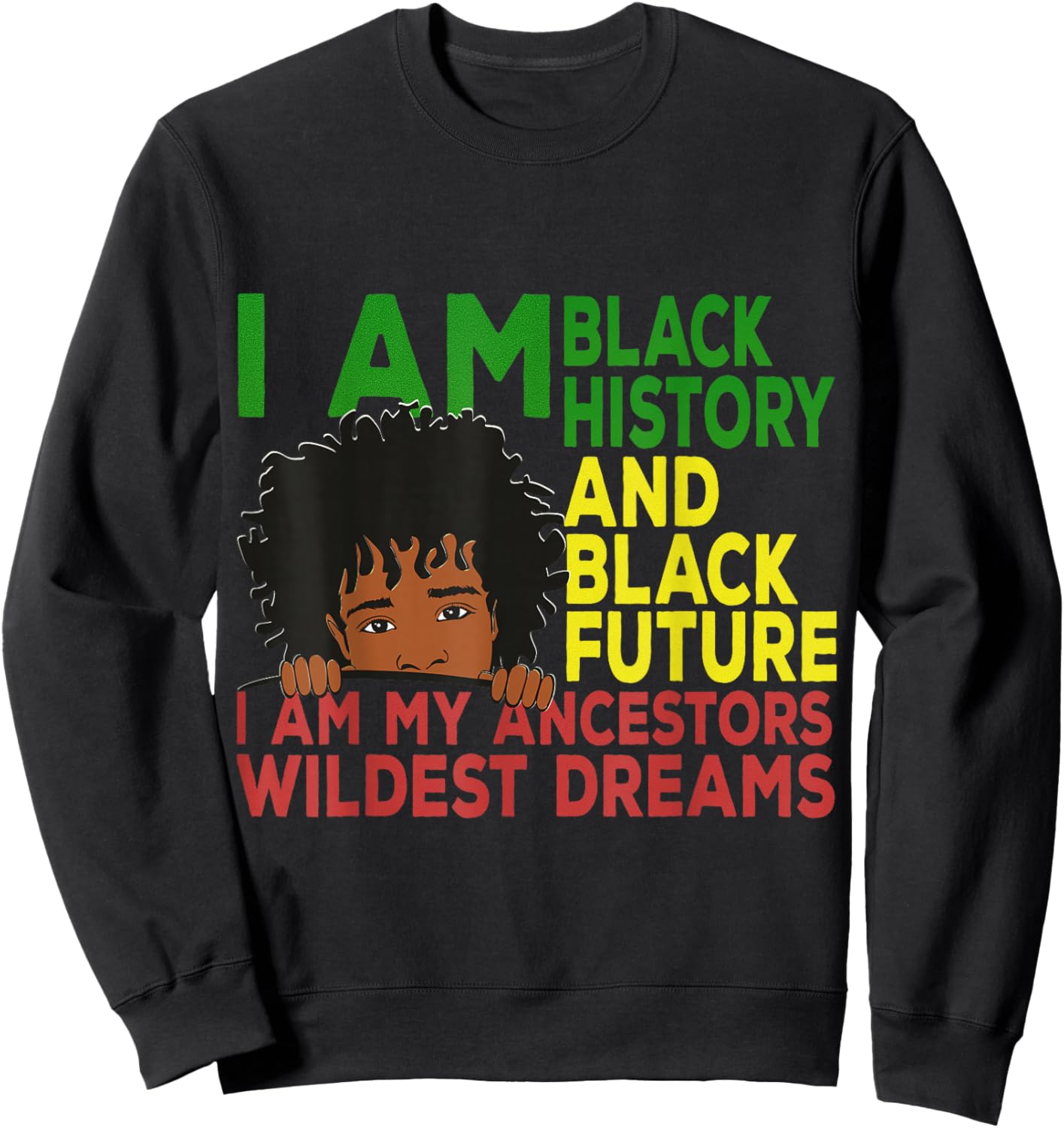 Happy Juneteenth Independence Teen Youth Afro Locs Black Boy Sweatshirt - Sweatshirt | Black