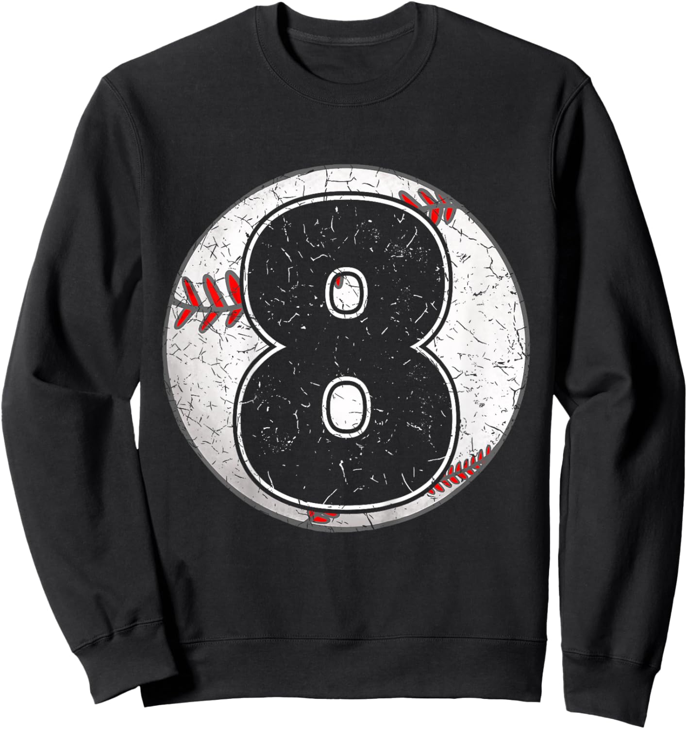 Kids Birthday Boy 8 Eight Baseball 8th Birthday Baseball Player Sweatshirt - Sweatshirt | Black