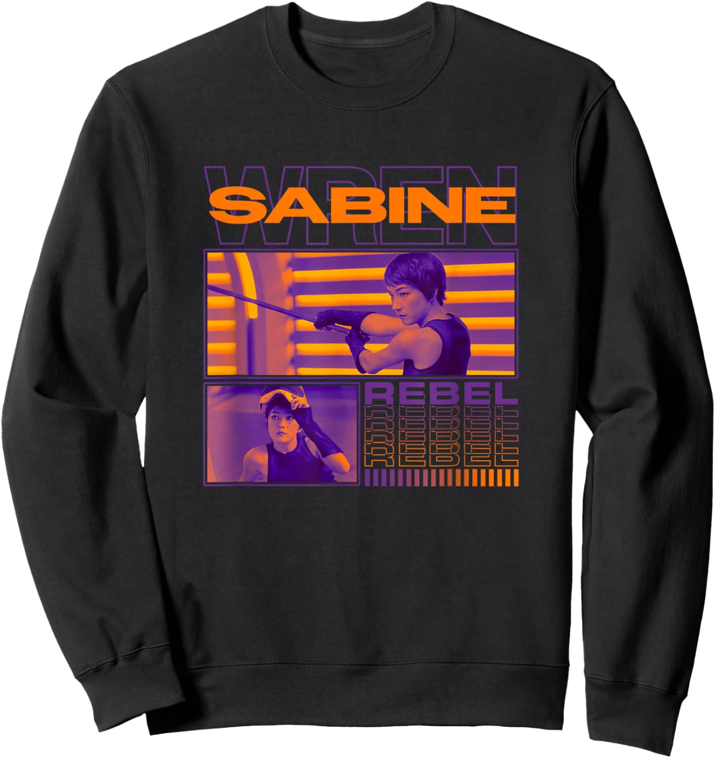 Star Wars: Ahsoka Sabine Wren Retro Rebel Knight Panels Sweatshirt - Sweatshirt | Black