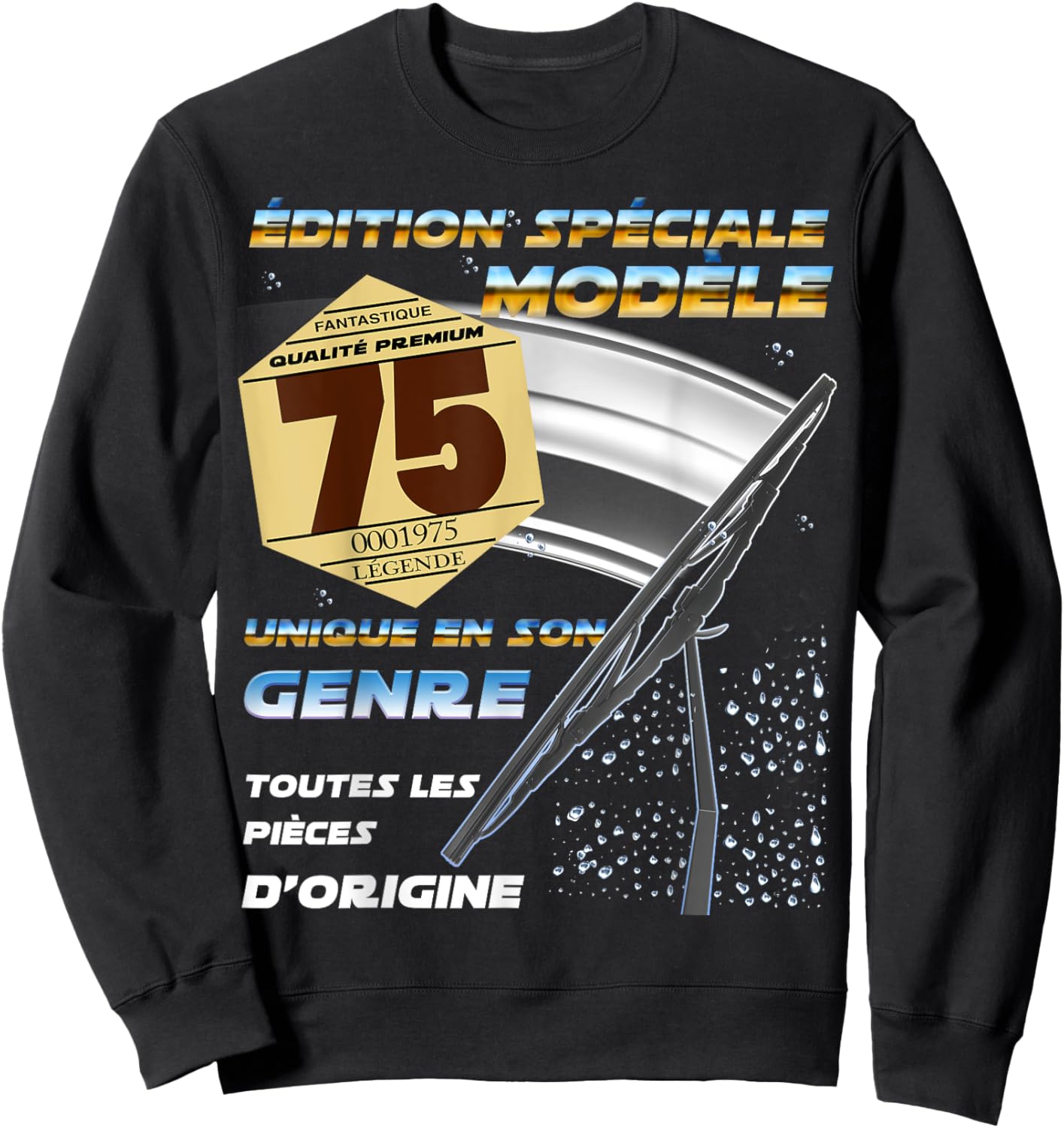 Birthday 50 Years Man Woman Vignette Auto 75 1975 , Black, S Sweatshirt - Sweatshirt | Black