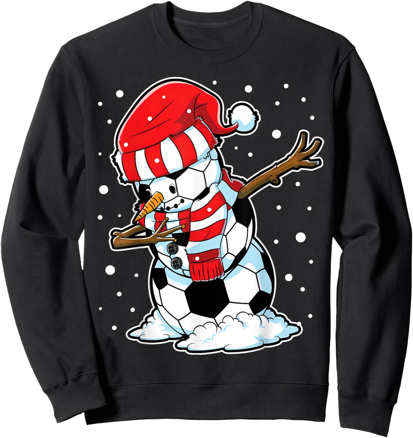 Soccer Christmas Snowman Dabbing Ball Santa Boys Girls Men Sweatshirt - Sweatshirt | Black