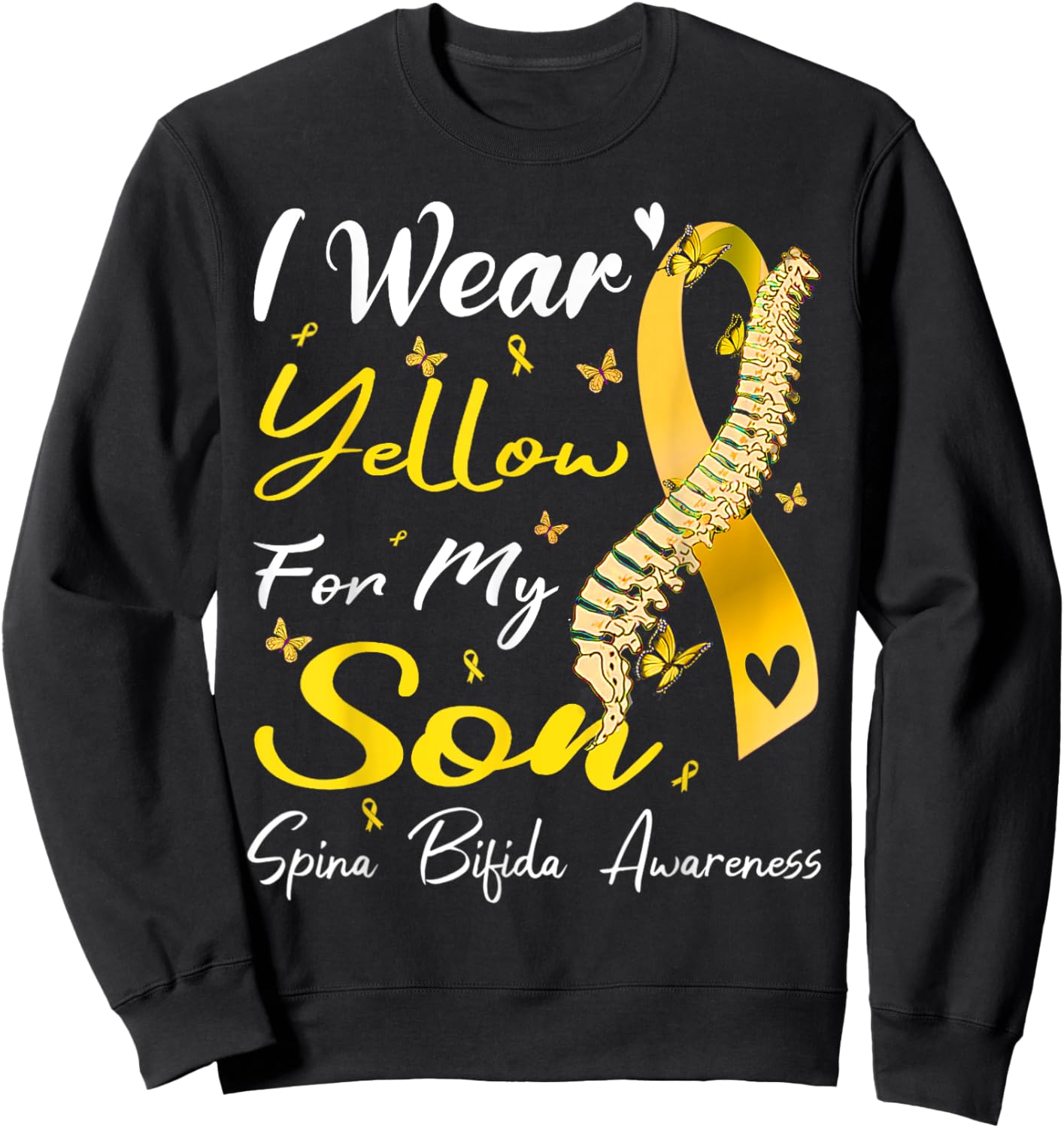 I Wear Yellow For My Son Spina Bifida Awareness Sweatshirt - Sweatshirt | Black