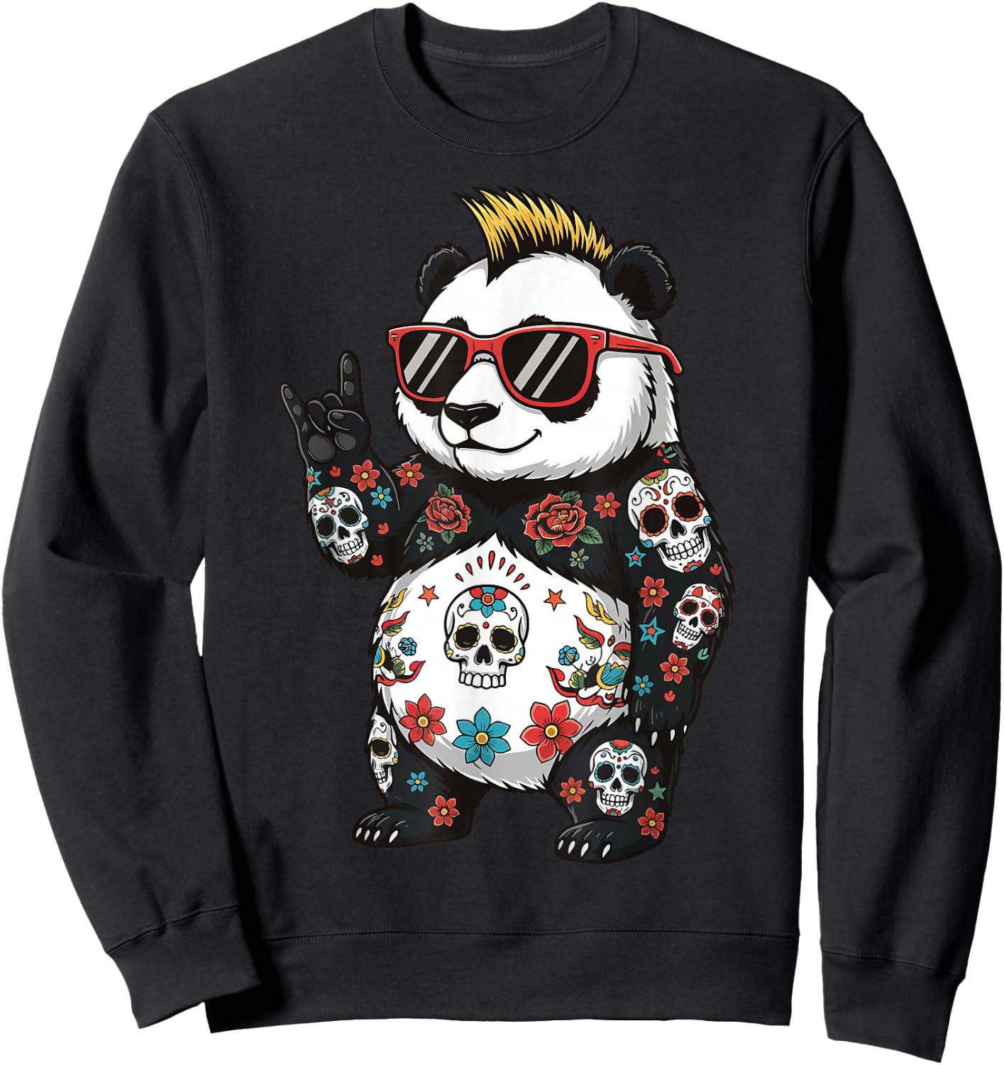 Panda Punk Rock Heavy Metal Rodent Sweatshirt - Sweatshirt | Black