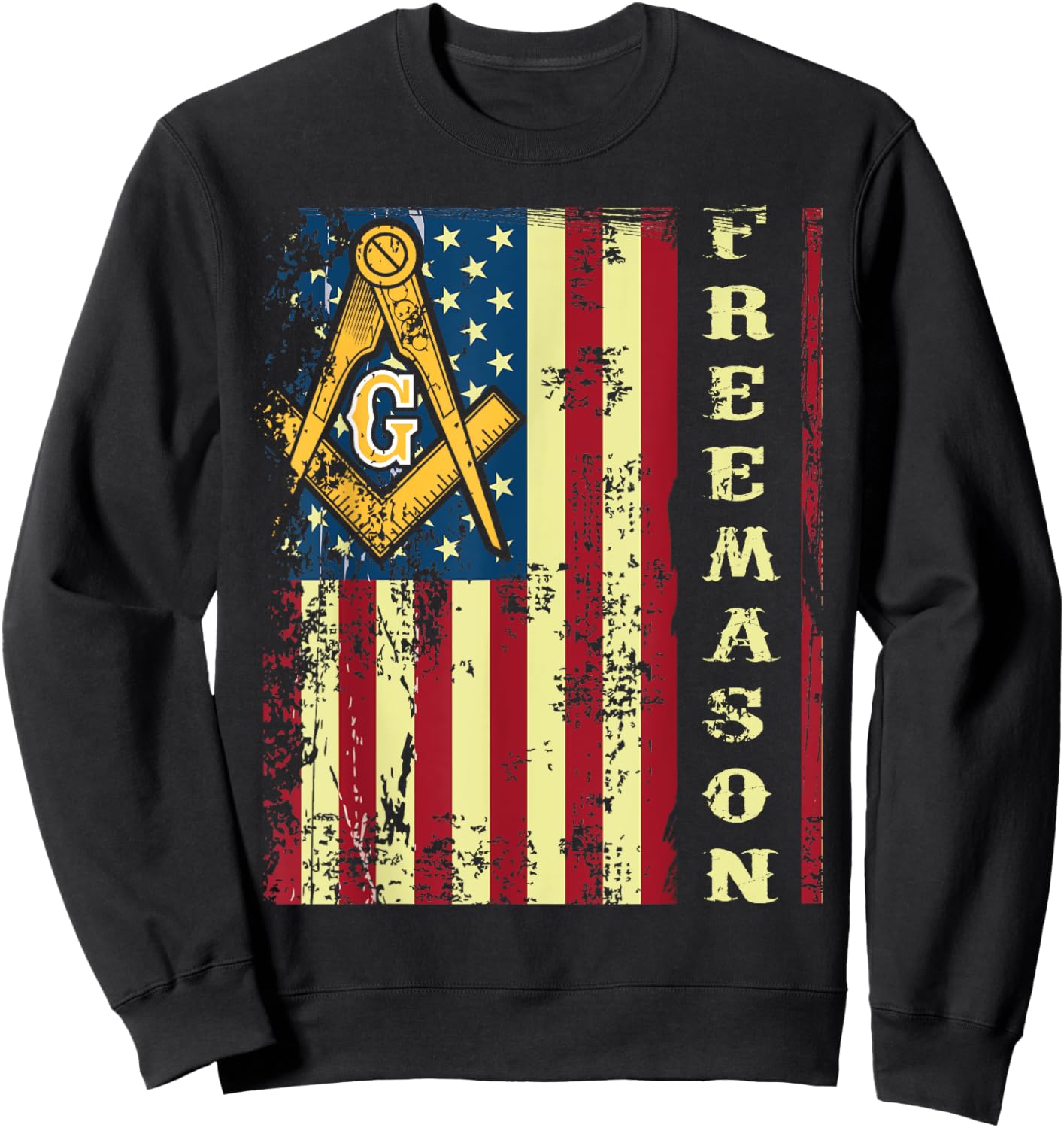 Freemason US Flag 4th of July Independence Parents' Day Sweatshirt - Sweatshirt | Black