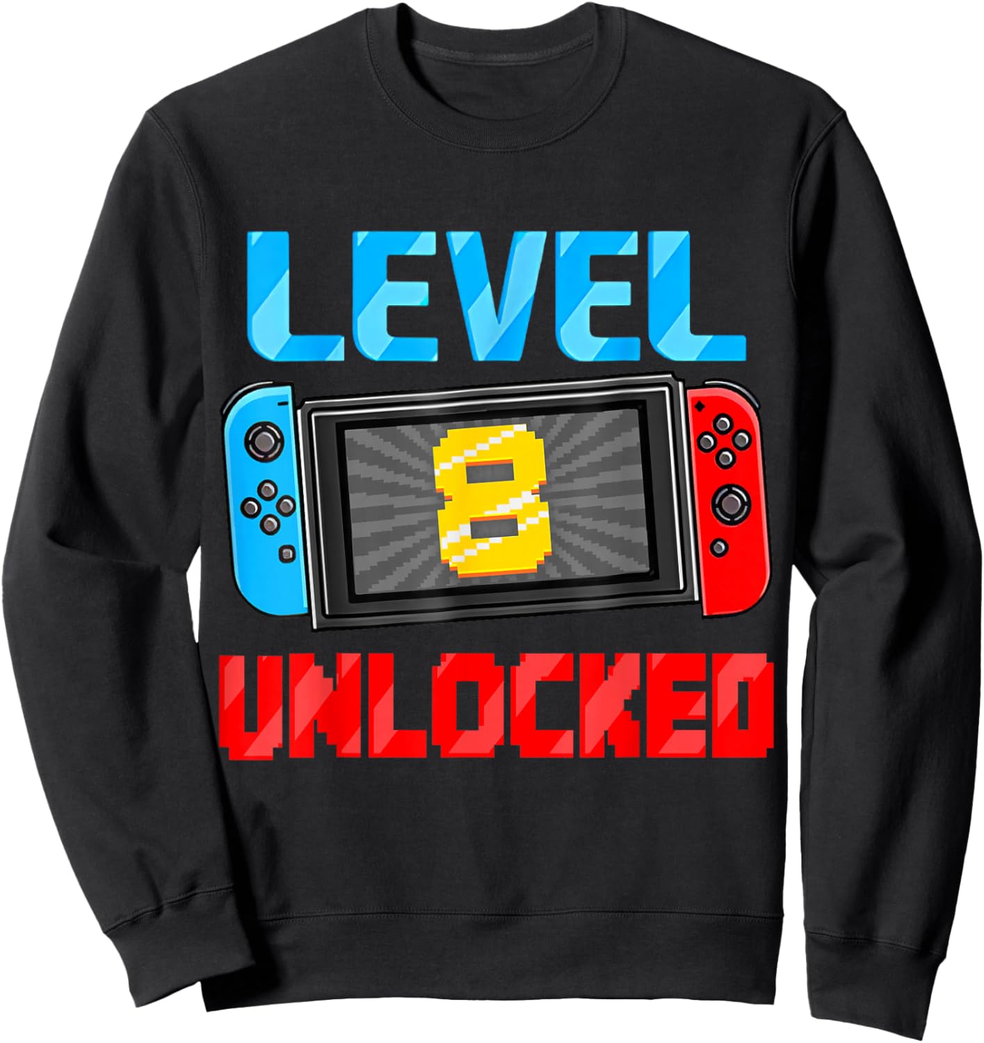 Level 8 Unlocked Gamer 8th Birthday Gift Video Game Boys Sweatshirt - Sweatshirt | Black