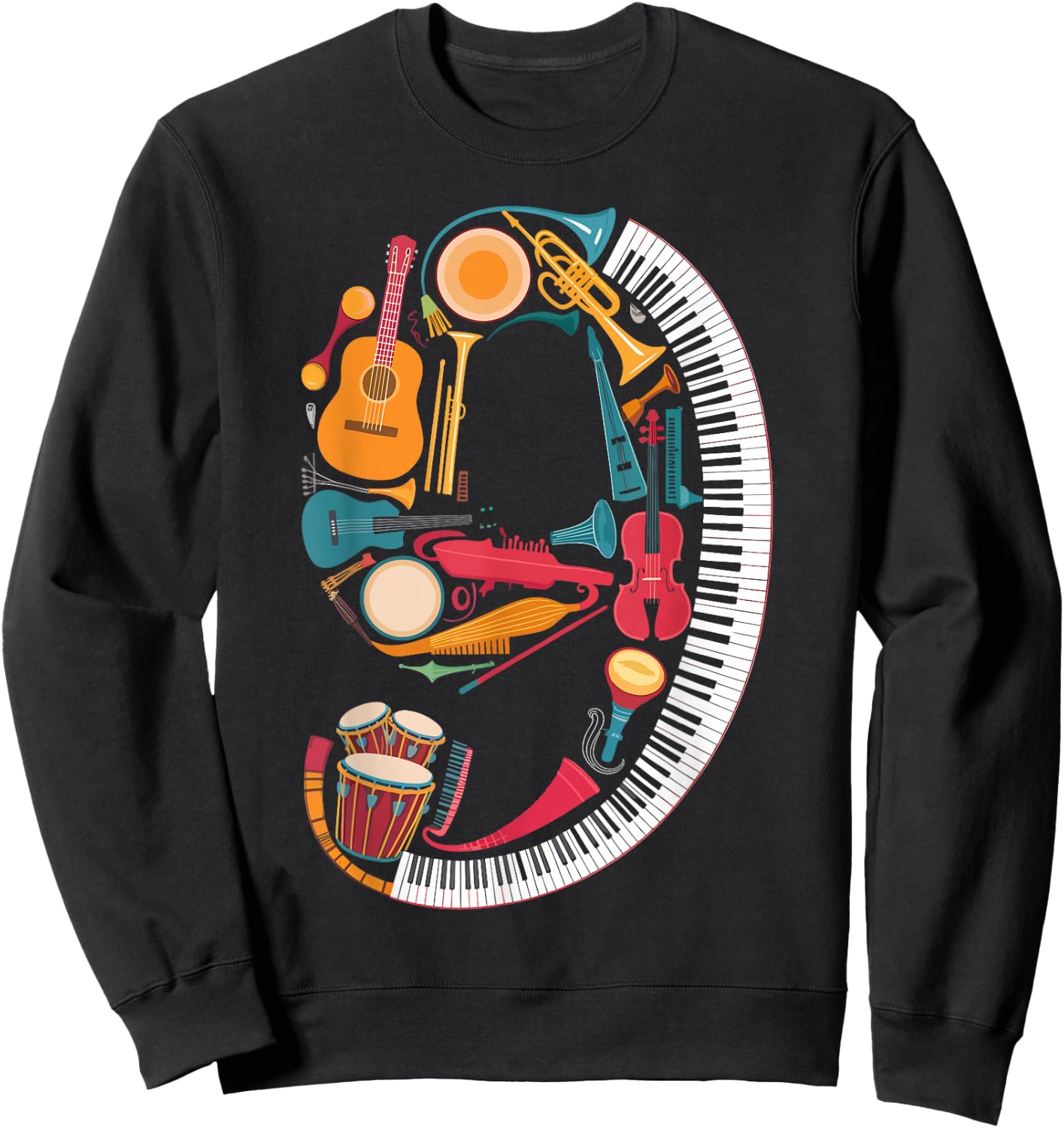 Musical Instruments Theme 9th Birthday Musician Music Player Sweatshirt - Sweatshirt | Black