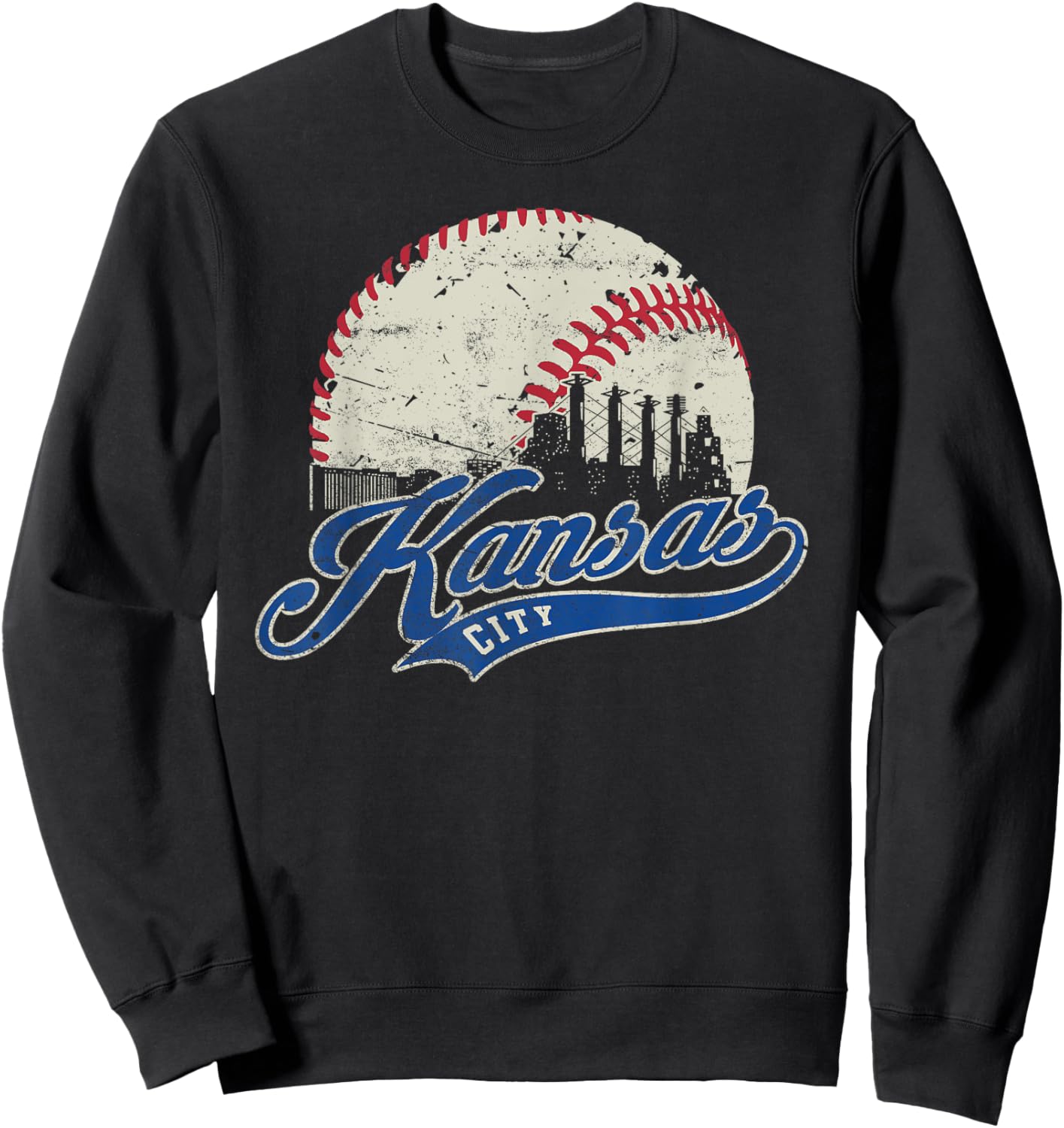 Kansas City Retro Baseball Lover Game Day Men Boys Girls Sweatshirt - Sweatshirt | Black