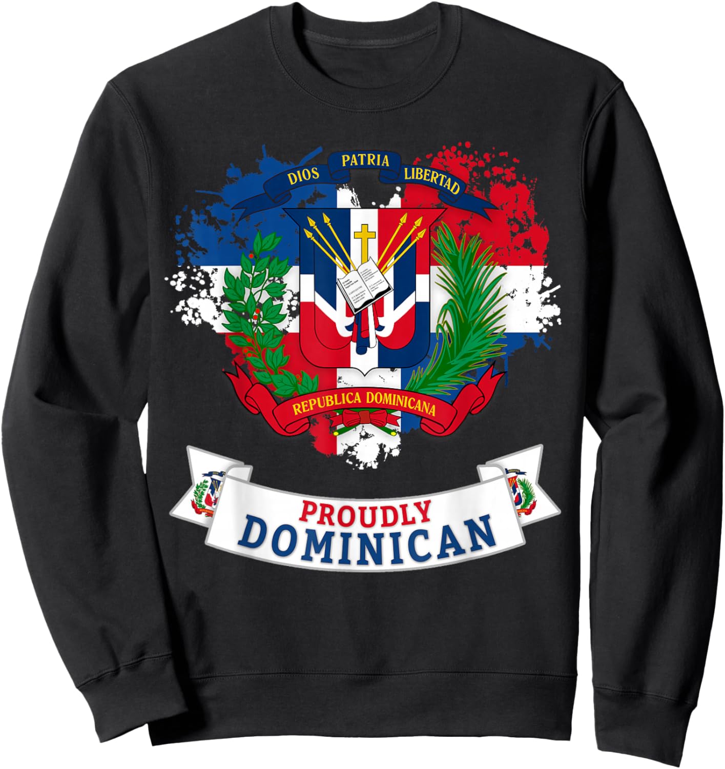 Coat of Arms Republica Dominicana For Kids & Dominican Flag Sweatshirt - Sweatshirt | Black