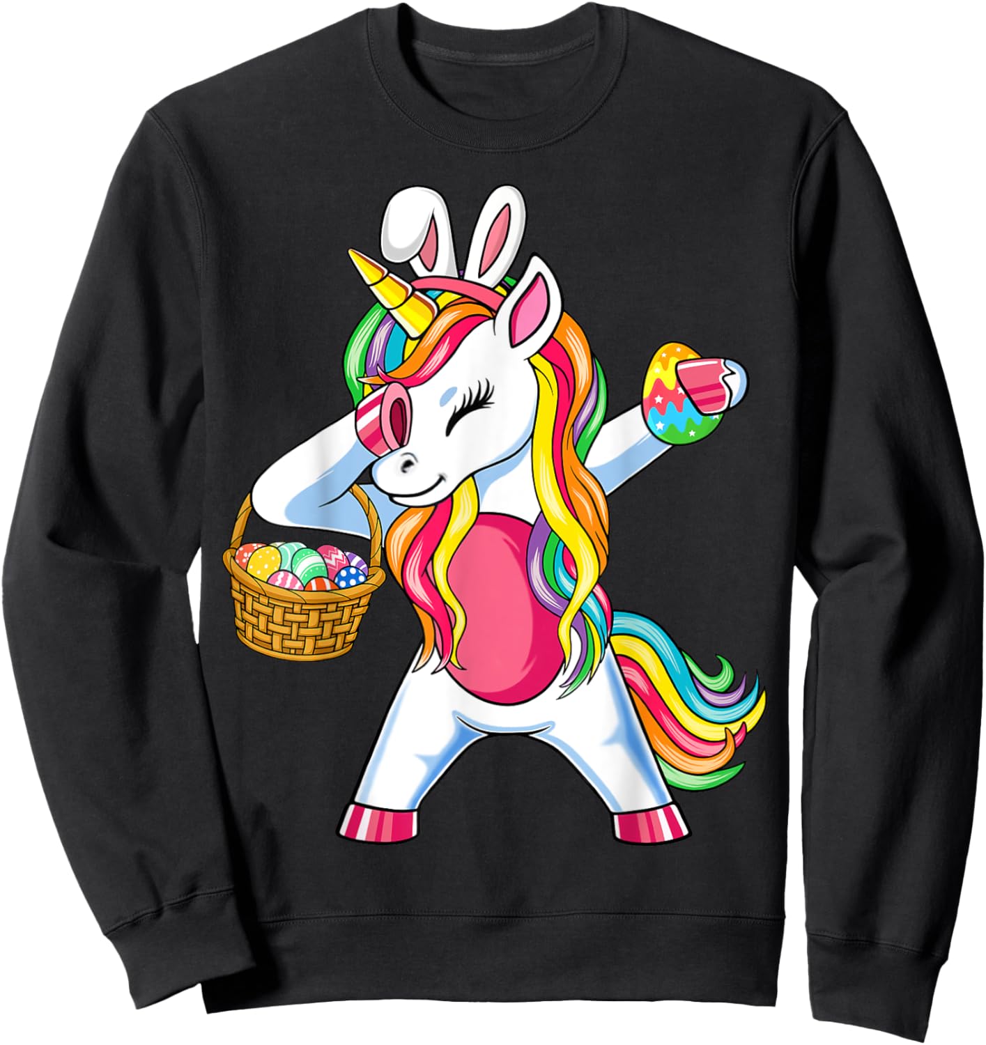 Easter Unicorn Shirt With Eggs Happy Easter Boys Girls Kids Sweatshirt - Sweatshirt | Black