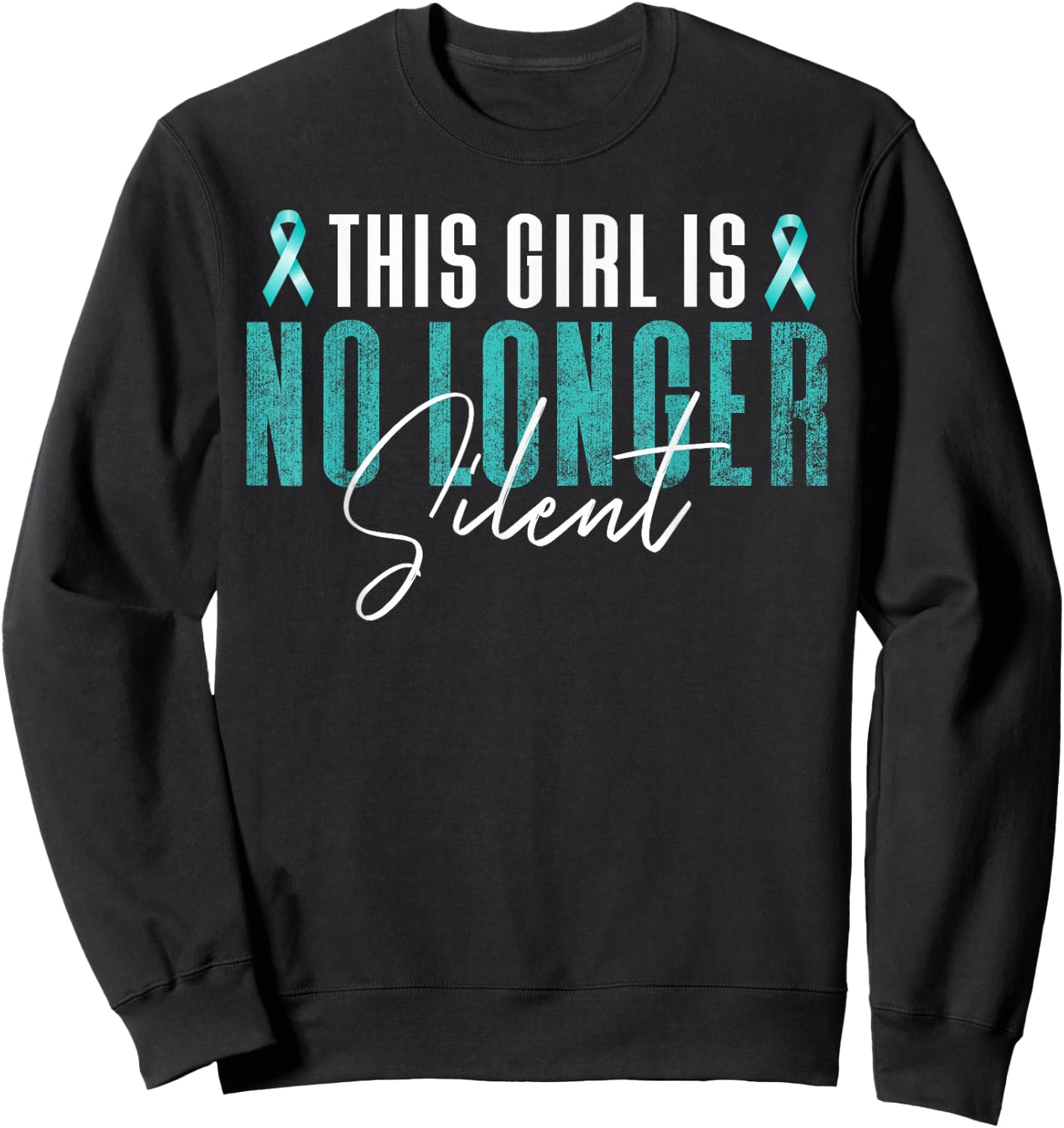 No Longer Silent Sexual Harassment Assault Awareness graphic Sweatshirt - Sweatshirt | Black