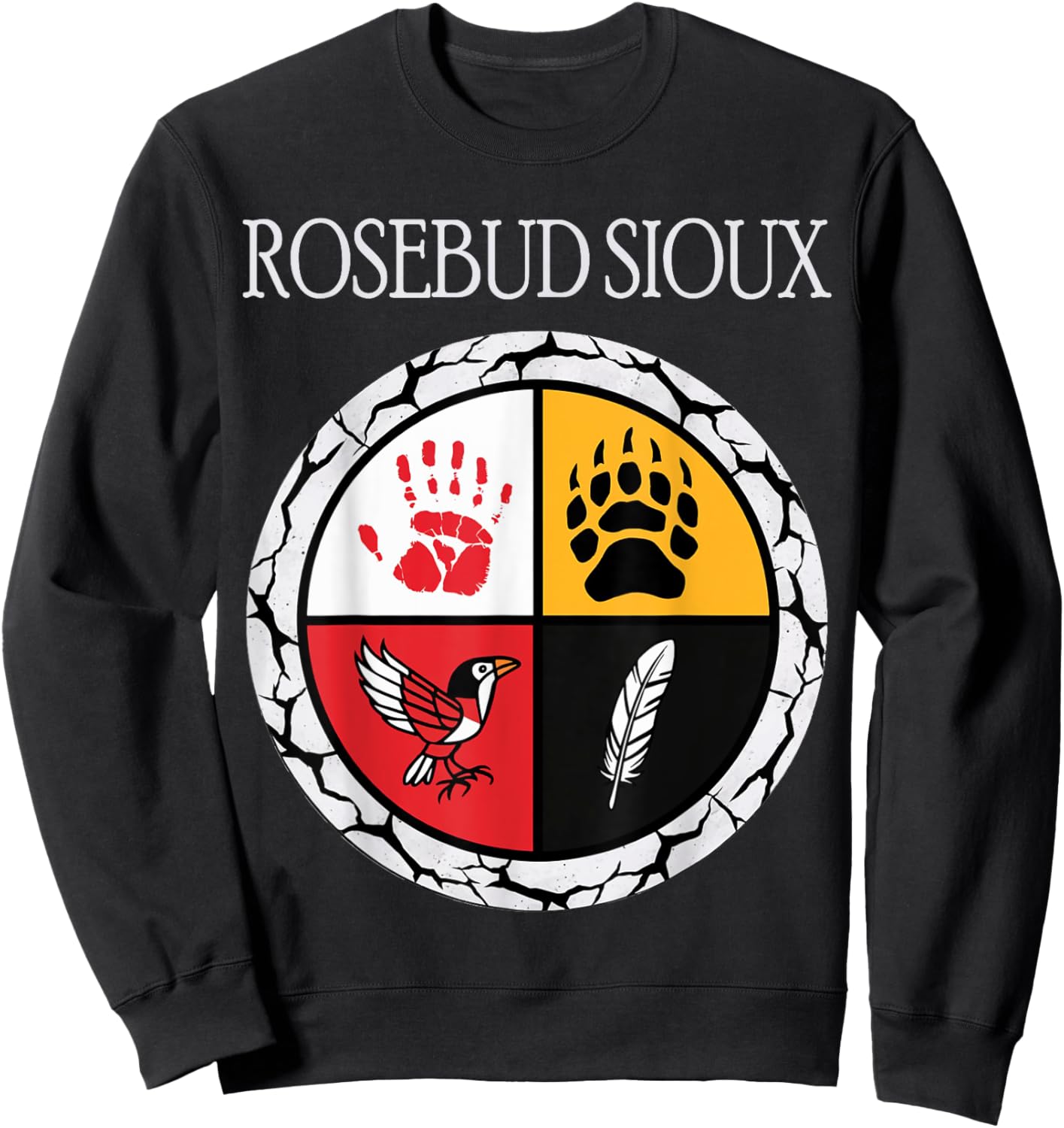 Rosebud Sioux Native American Medicine Wheel Sweatshirt - Sweatshirt | Black