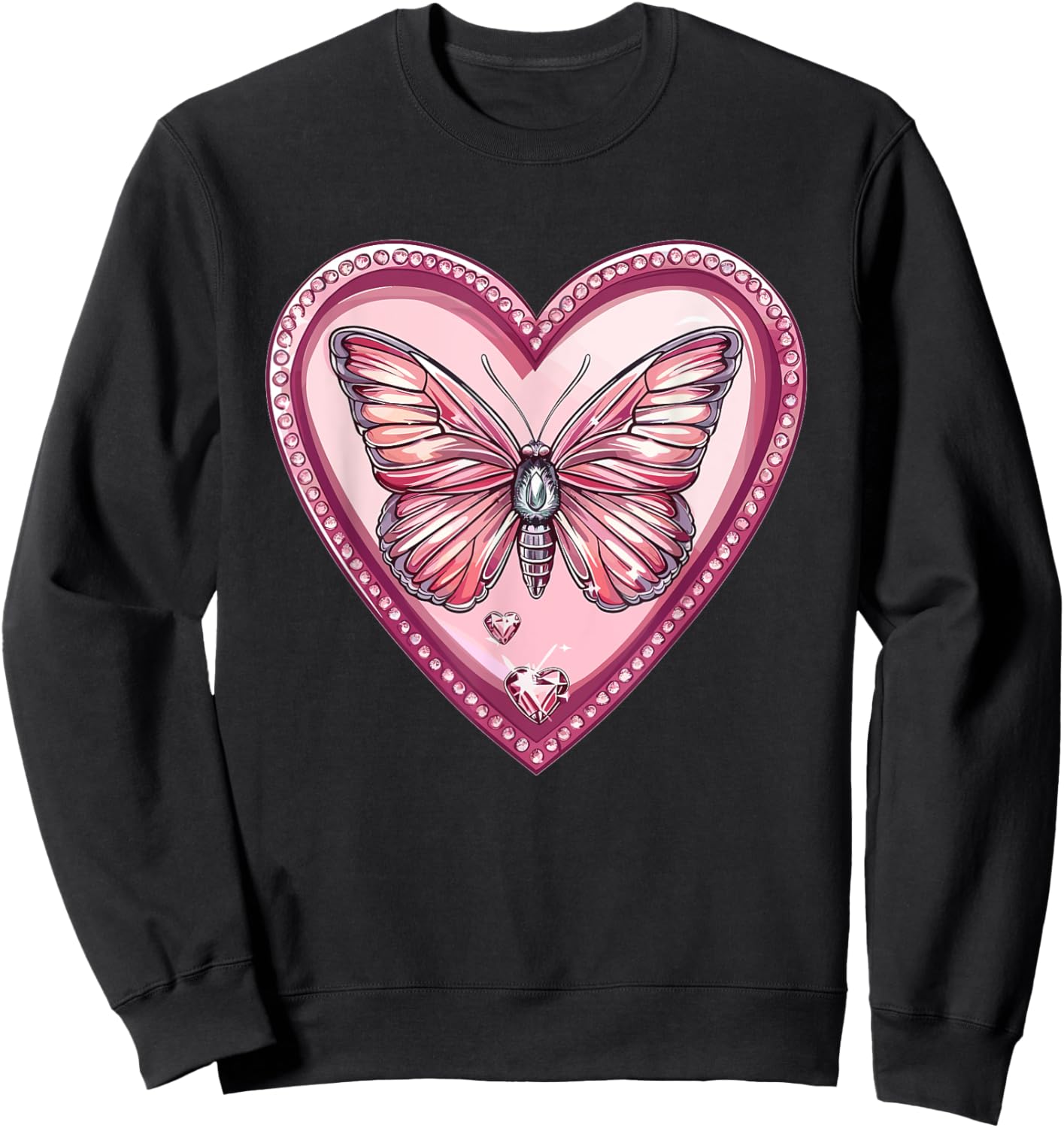 Colorful Butterfly With Heart I Butterfly Sweatshirt - Sweatshirt | Black