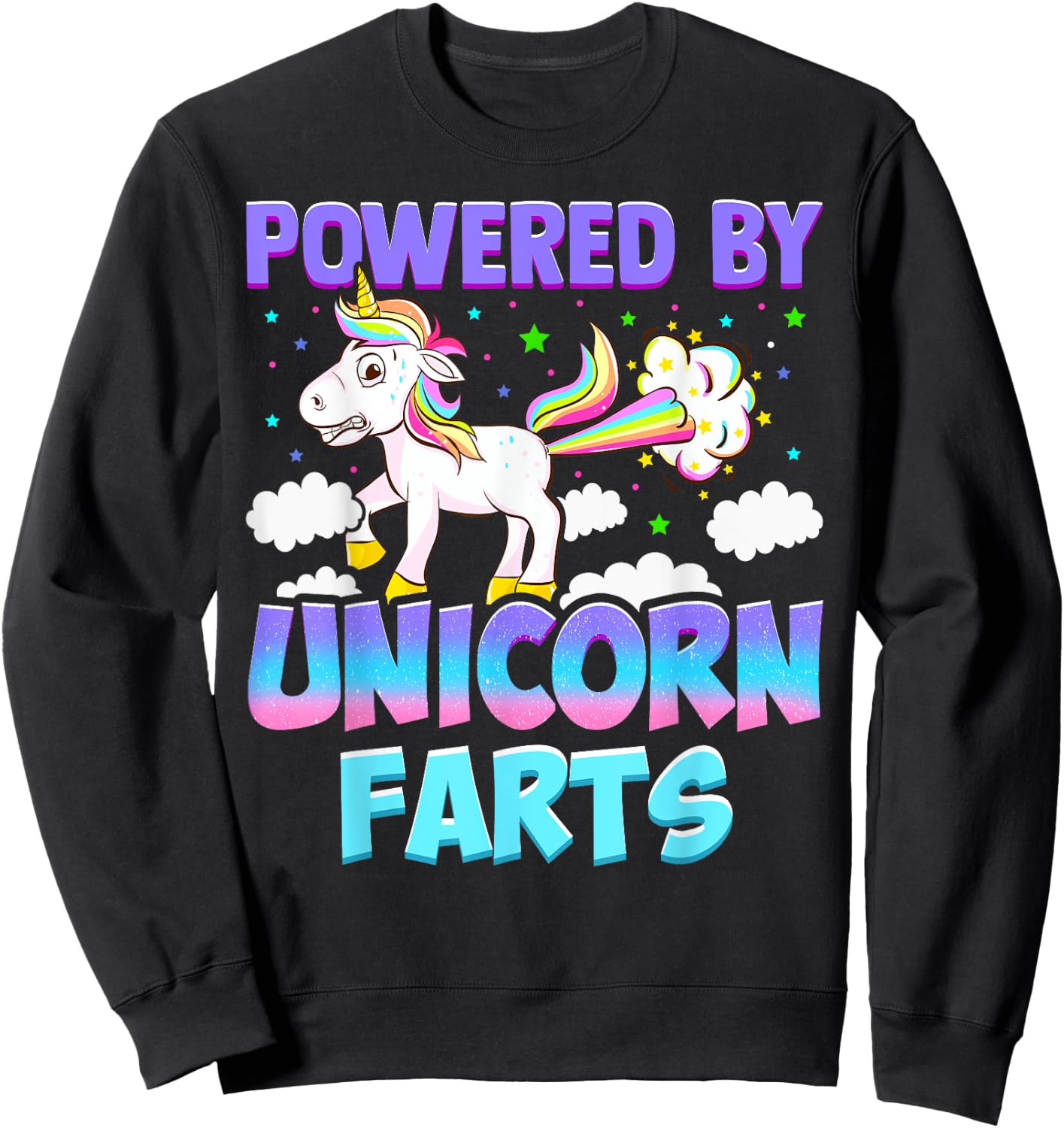 Powered by Unicorn Farts - Unicorn Gift Sweatshirt - Sweatshirt | Black