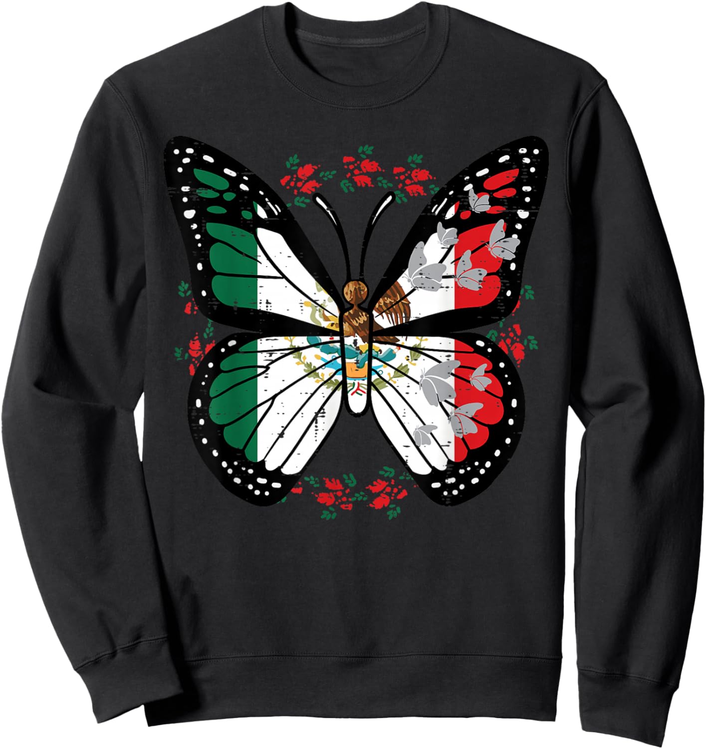 Mexican Independence Day Butterfly Mexico Women Girls Kids Sweatshirt - Sweatshirt | Black